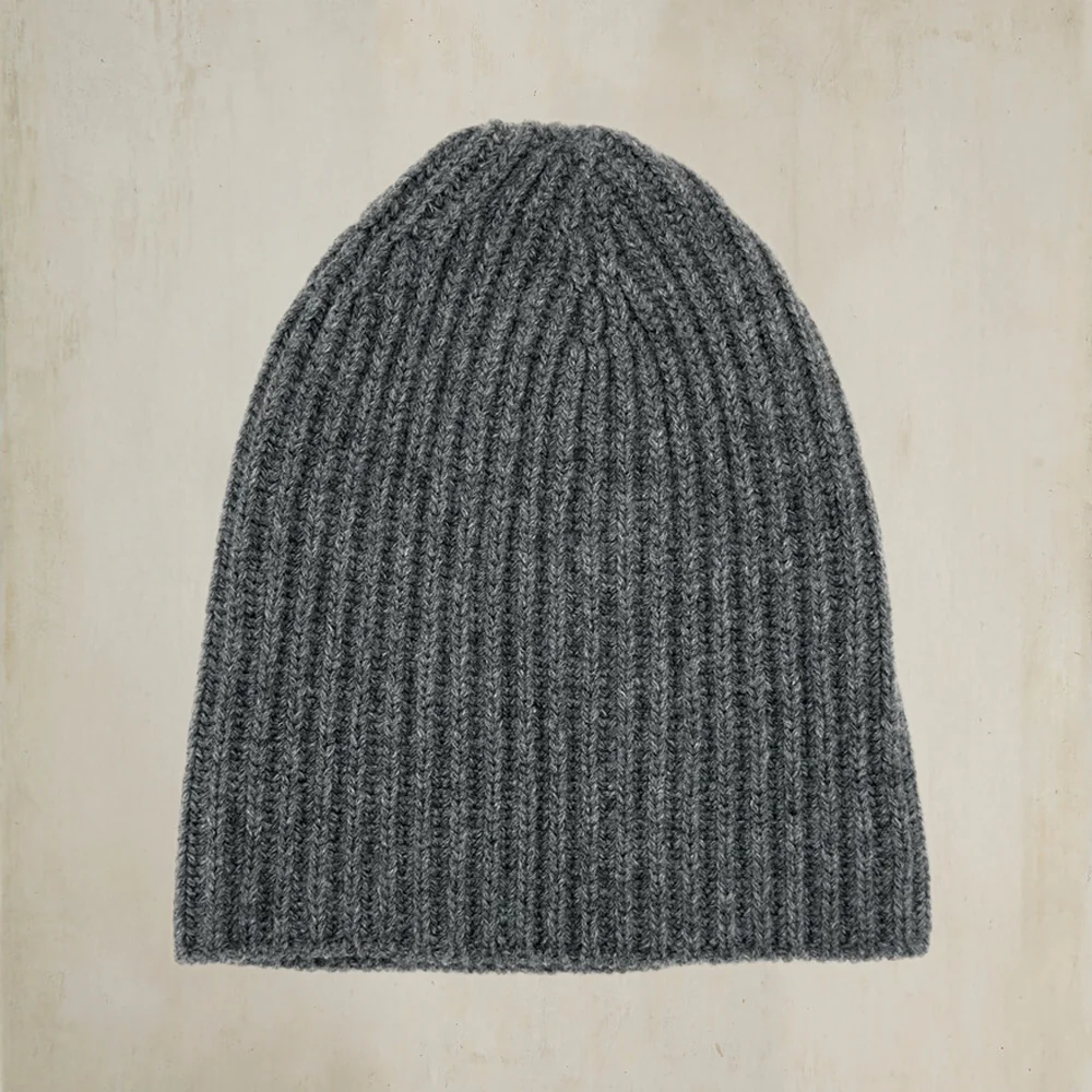 Soft Lambswool Heavy Knit Hat In Dark Grey