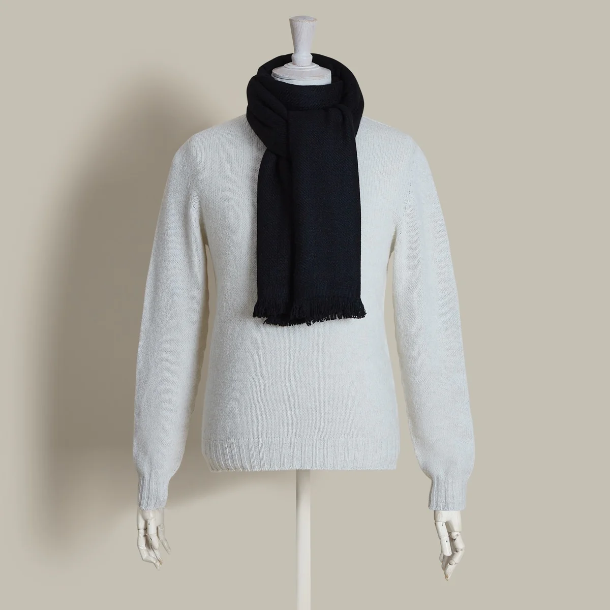 Heavy Twill Hand Woven Cashmere Shawl In Black - Image 2