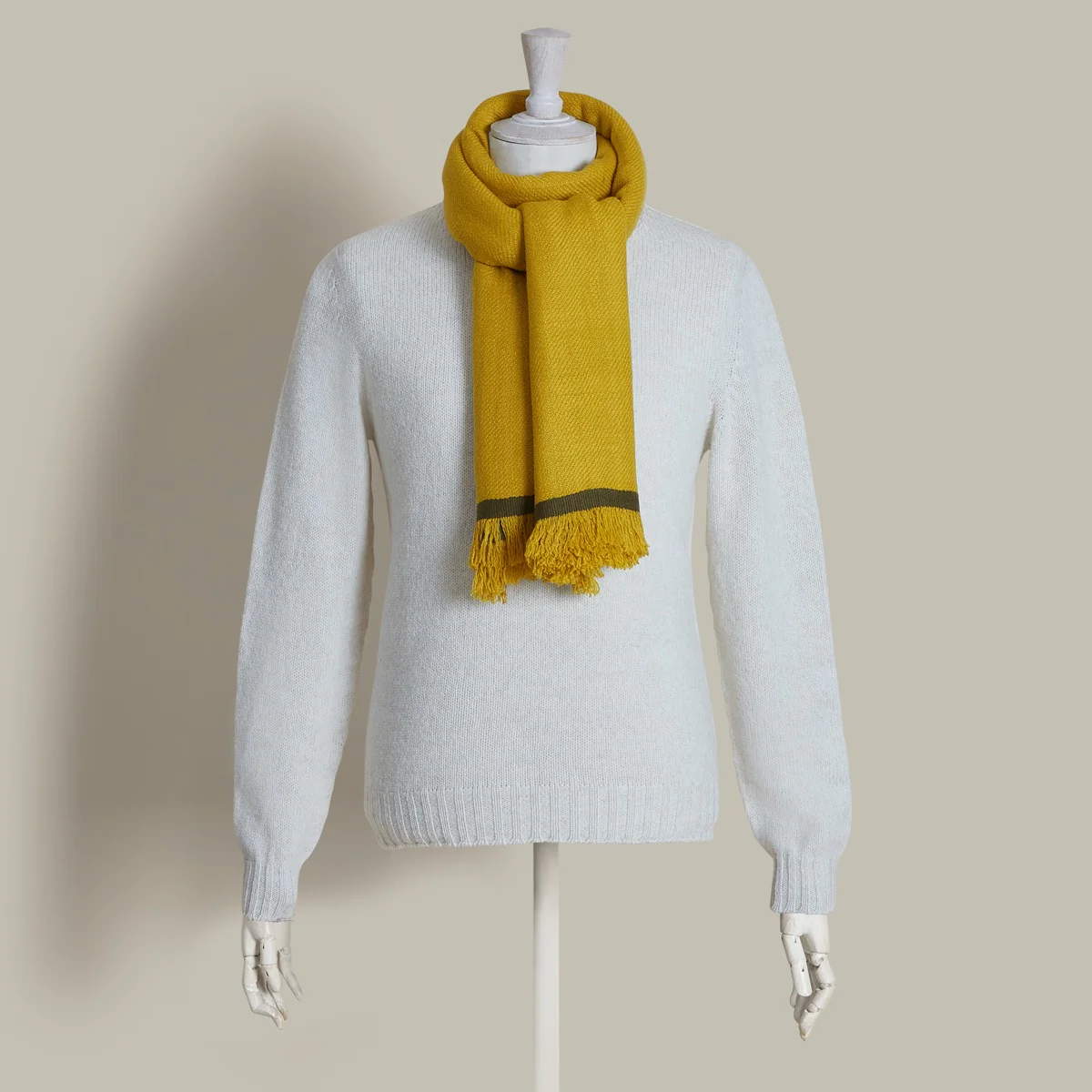 Heavy Twill Hand Woven Cashmere Shawl In Gold - Image 2
