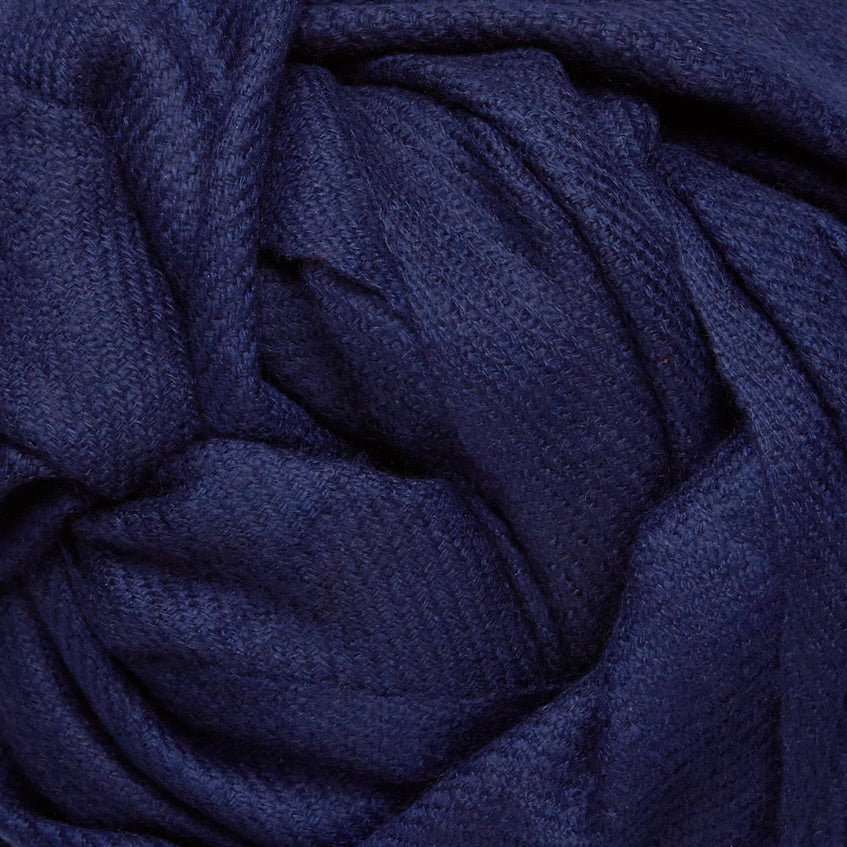 Heavy Twill Hand Woven Cashmere Shawl In Navy - Image 3