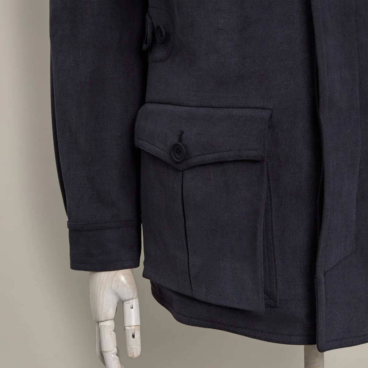 Heavy Drill Cotton Travel Jacket in Navy - Image 3