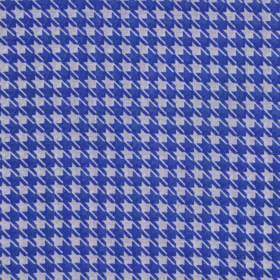 Houndstooth Print Cotton Pocket Square in Blue - Image 3