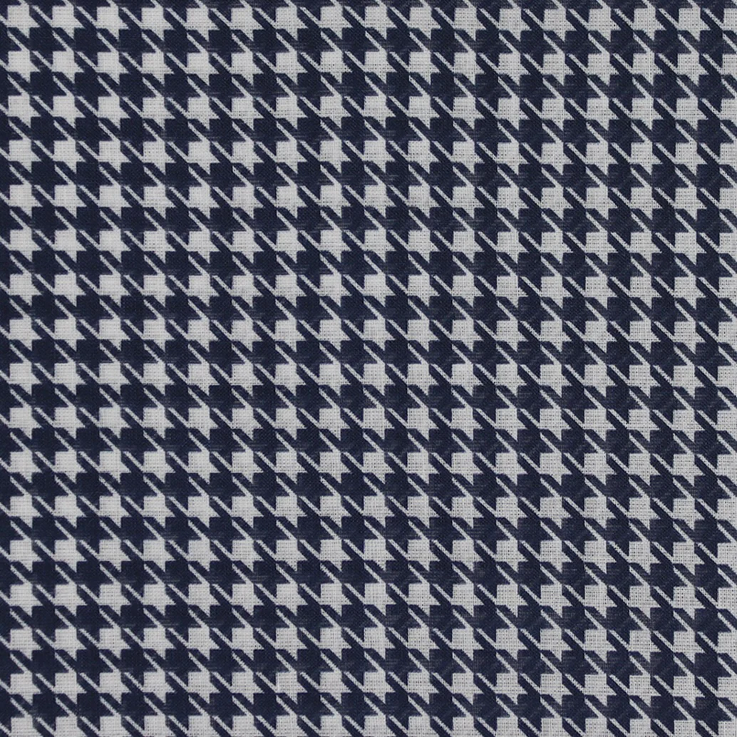 Houndstooth Print Cotton Pocket Square in Navy - Image 3