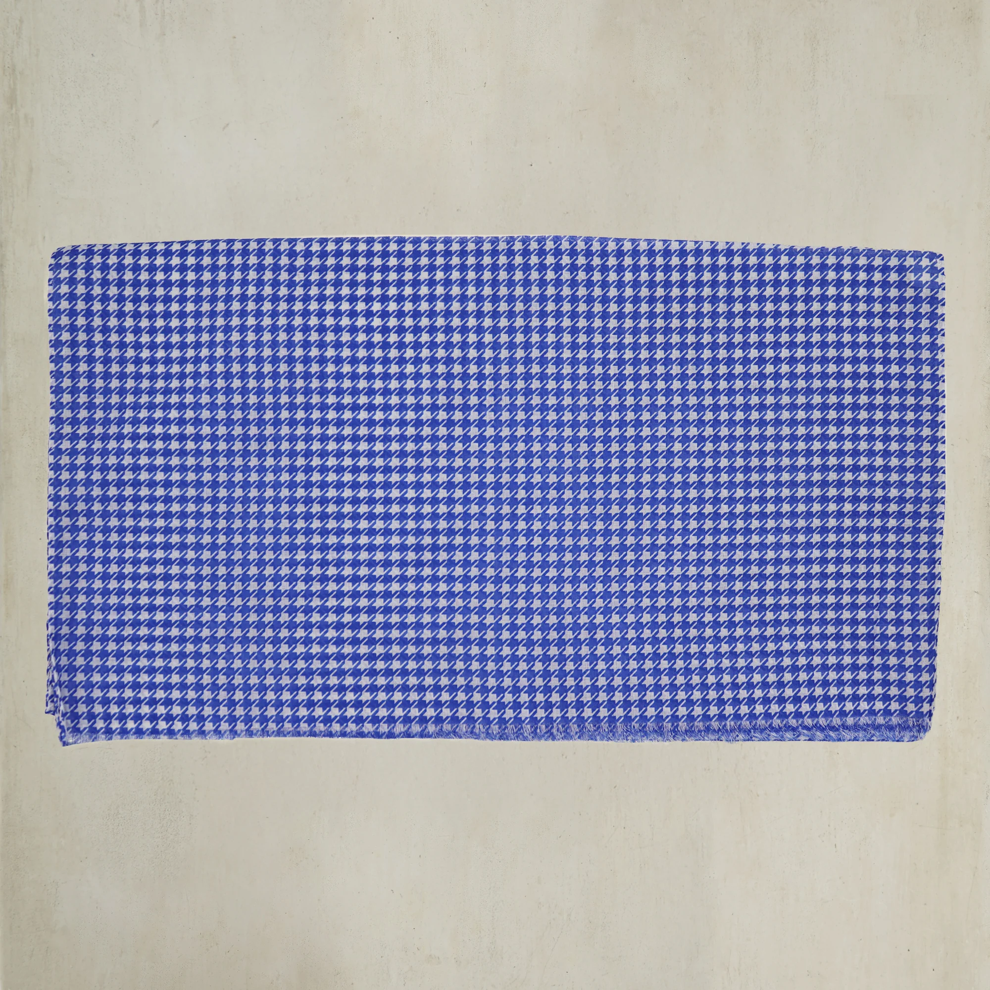 Houndstooth Print Cotton Scarf in Blue - Image 2
