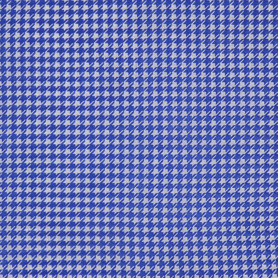 Houndstooth Print Cotton Scarf in Blue - Image 3