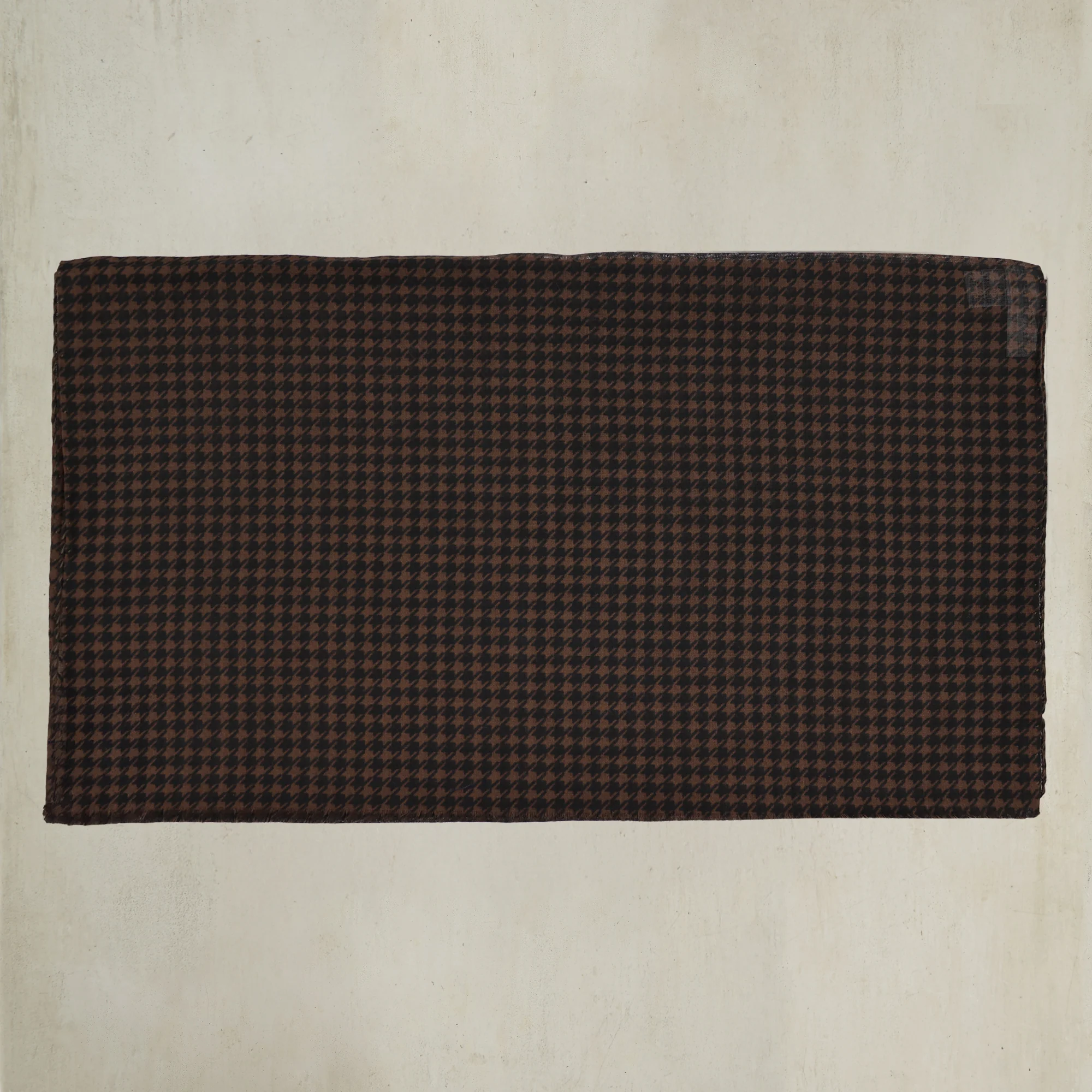 Houndstooth Print Cotton Scarf in Brown - Image 2