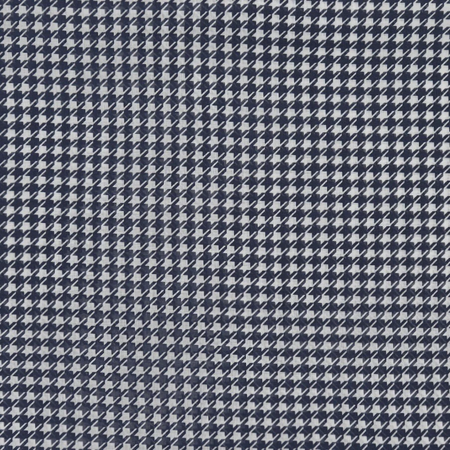 Houndstooth Print Cotton Scarf in Navy - Image 3