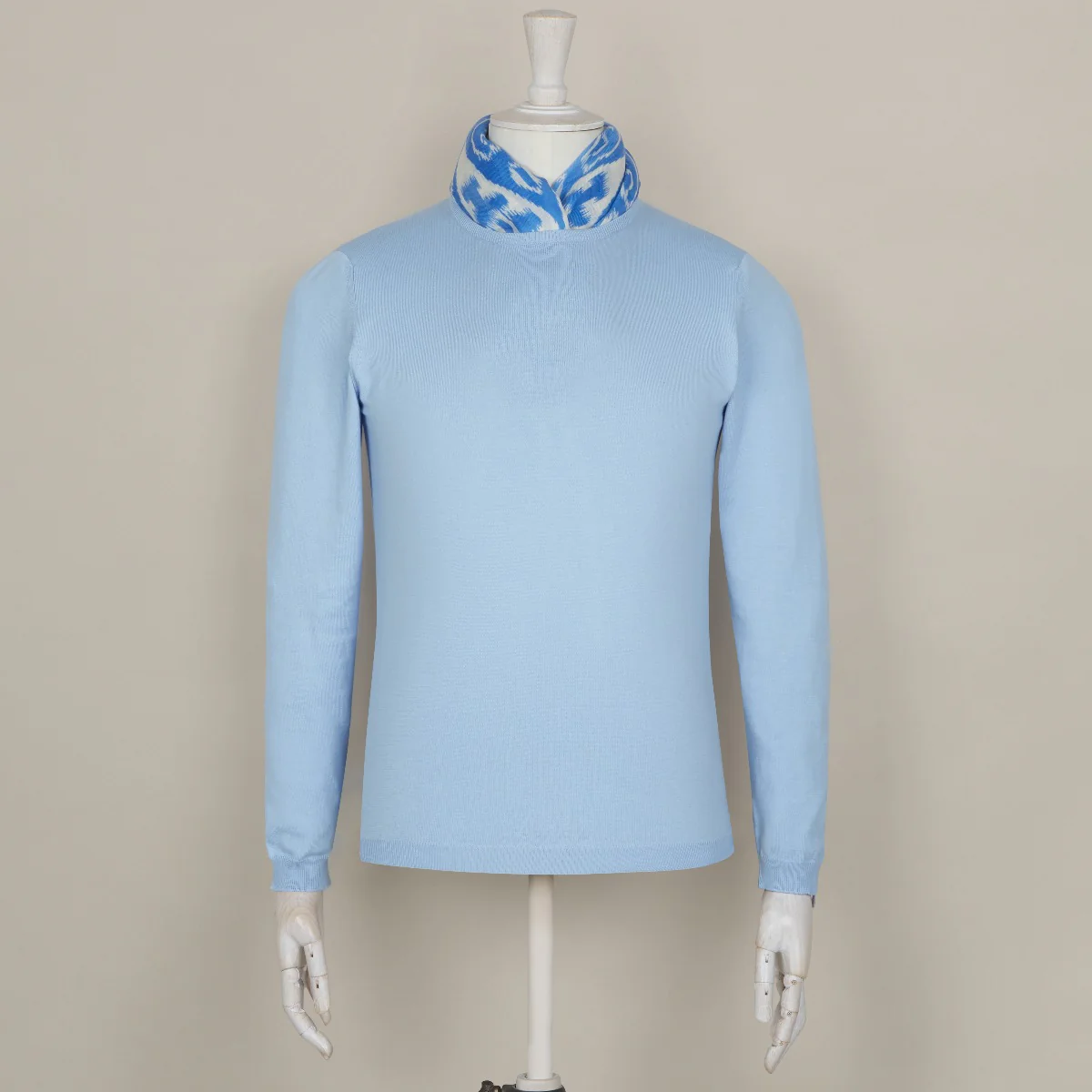 Cashmere and Silk Ikat Scarf in Sky - Image 2