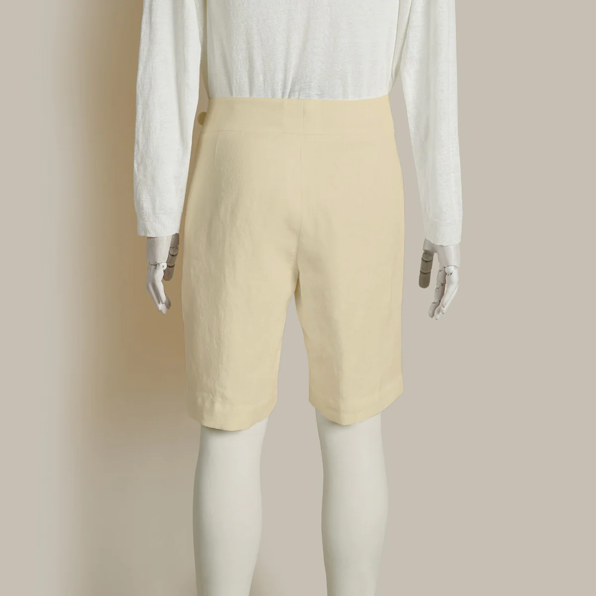 Irish Linen Gurkha Shorts In Buttercream - Image 3