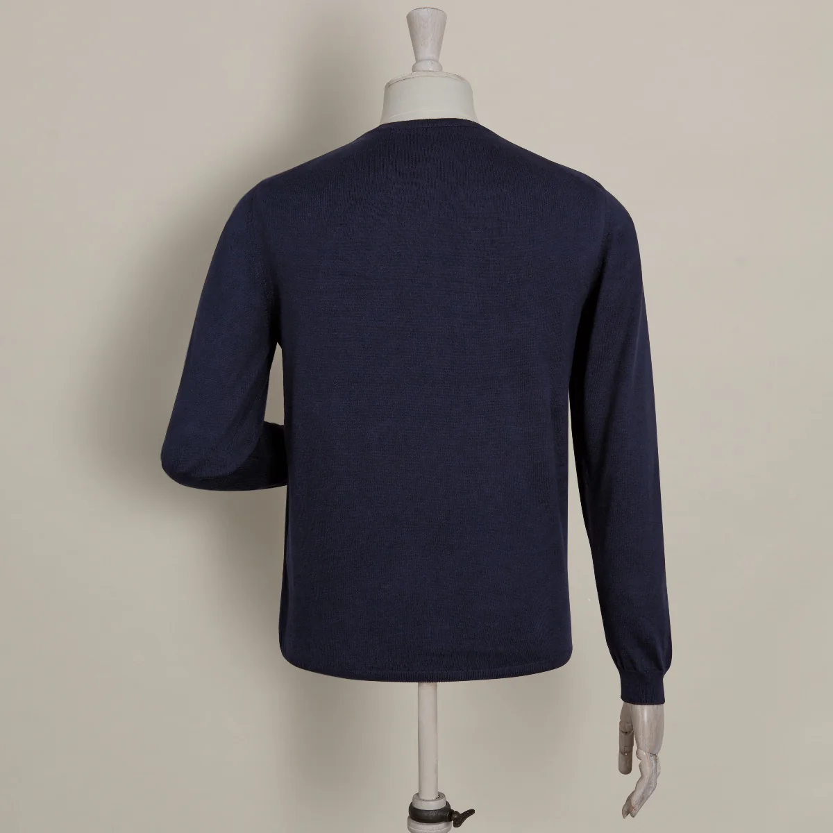 Knitted Cotton Henley Shirt In Navy - Image 3