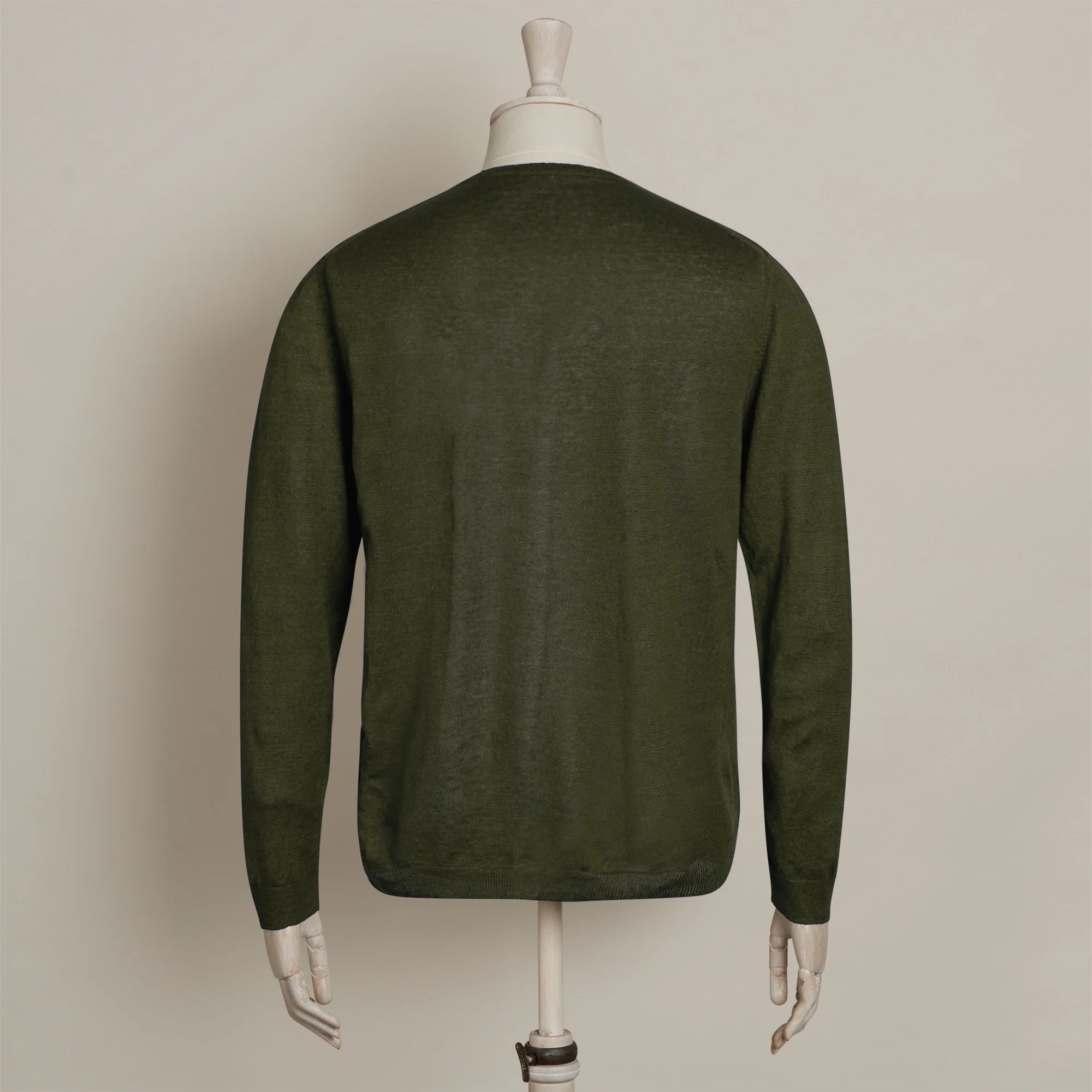 Knitted Linen Henley Shirt in Khaki - Image 3