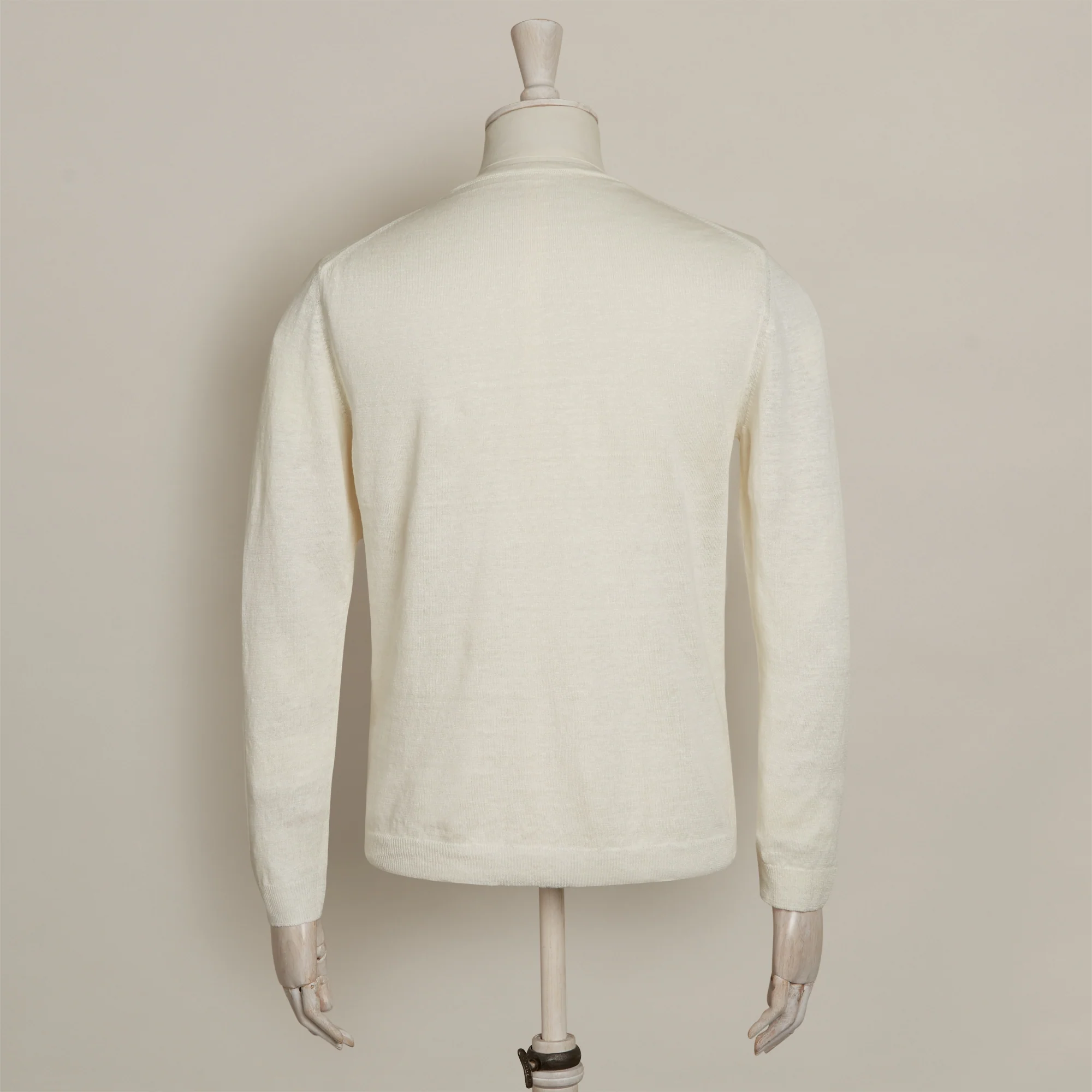 Knitted Linen Henley Shirt In Cream - Image 3