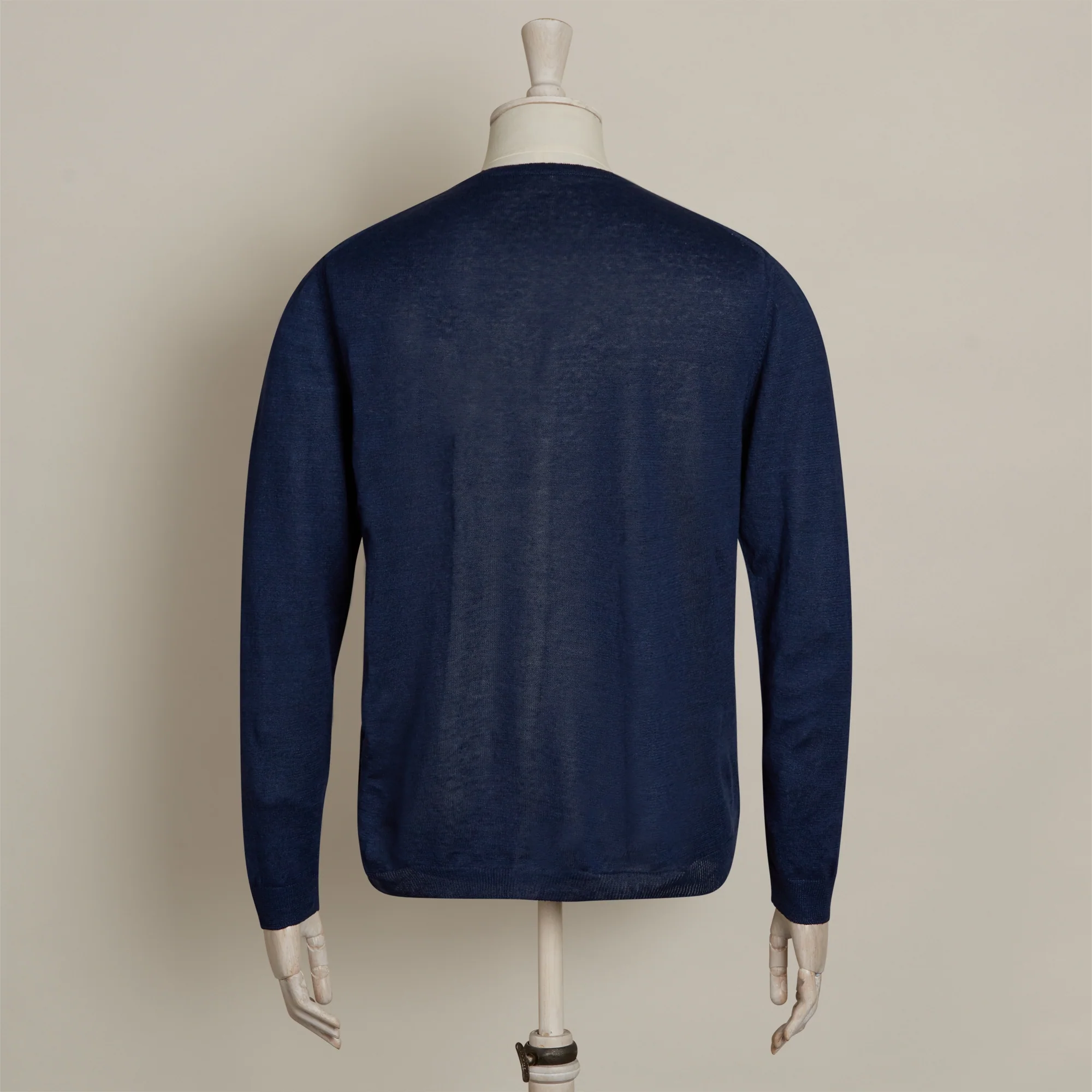 Knitted Linen Henley Shirt In Navy - Image 3
