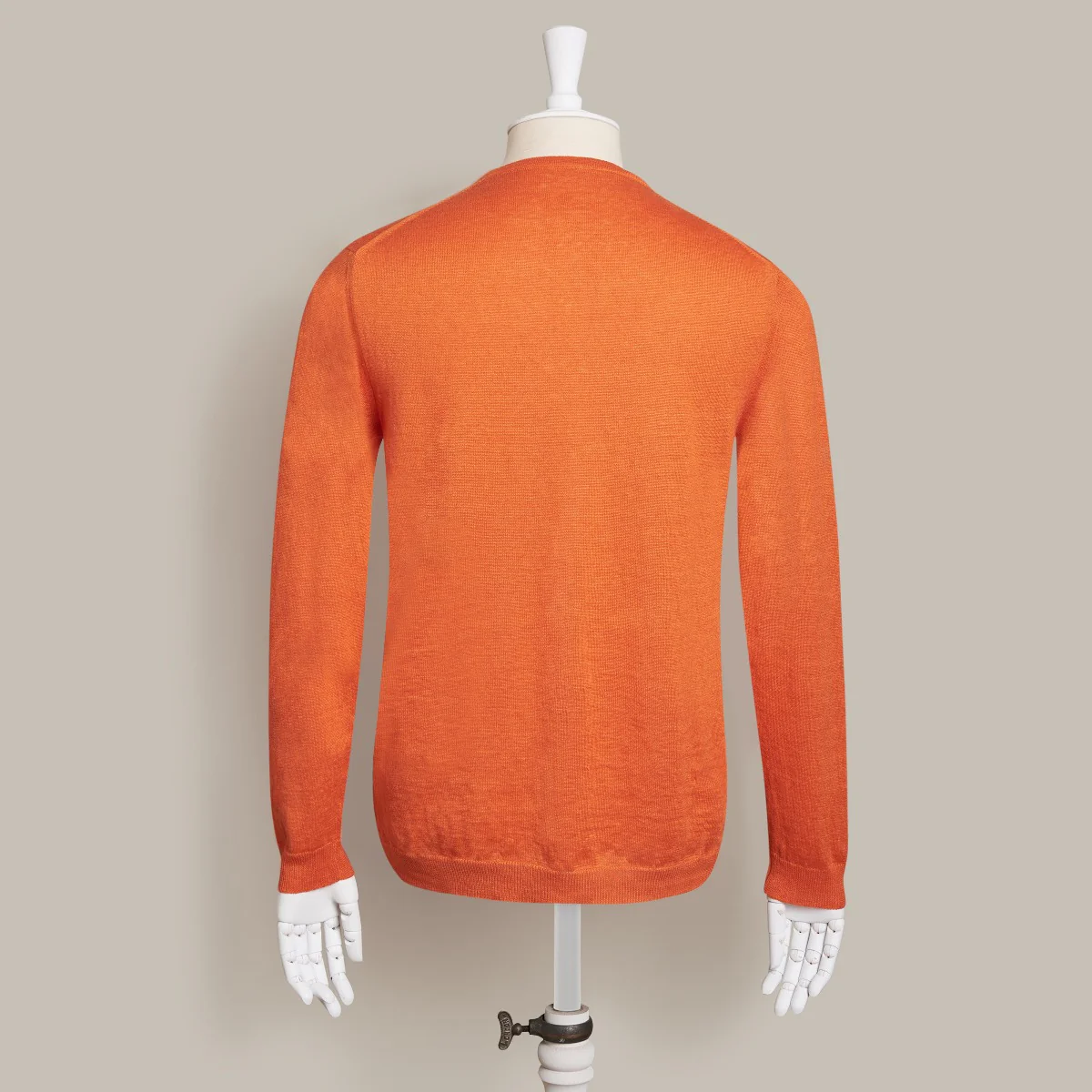 Knitted Linen Henley Shirt In Orange - Image 3