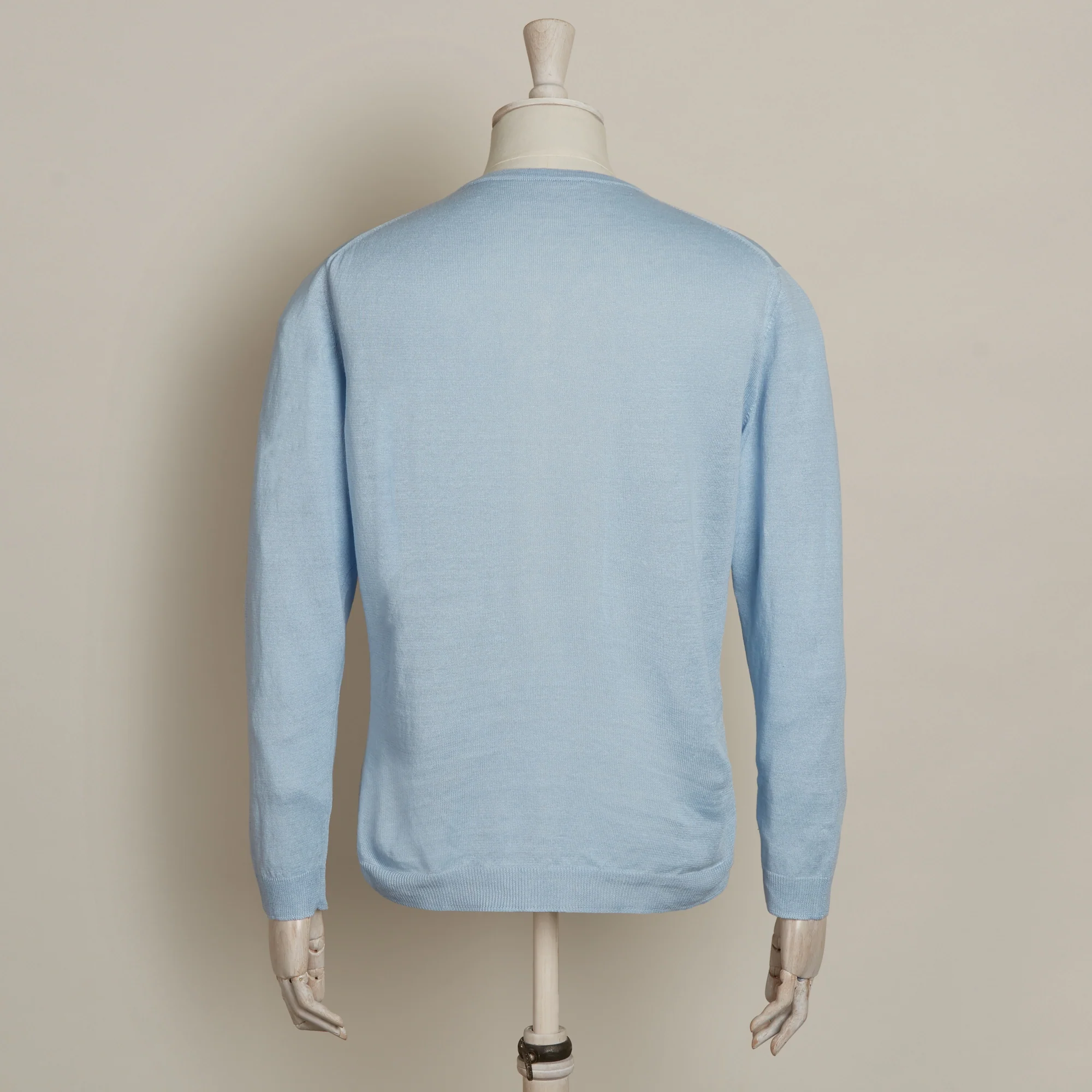 Knitted Linen Henley Shirt In Sky - Image 3