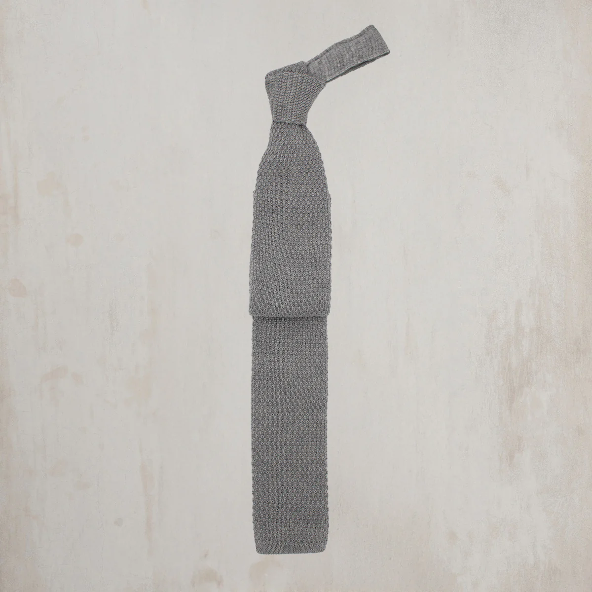 Knitted Woollen Tie in Light Grey
