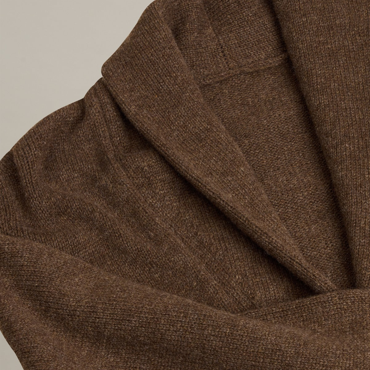Lambswool Four Button Cardigan With Shawl Collar in Mocha - Image 4