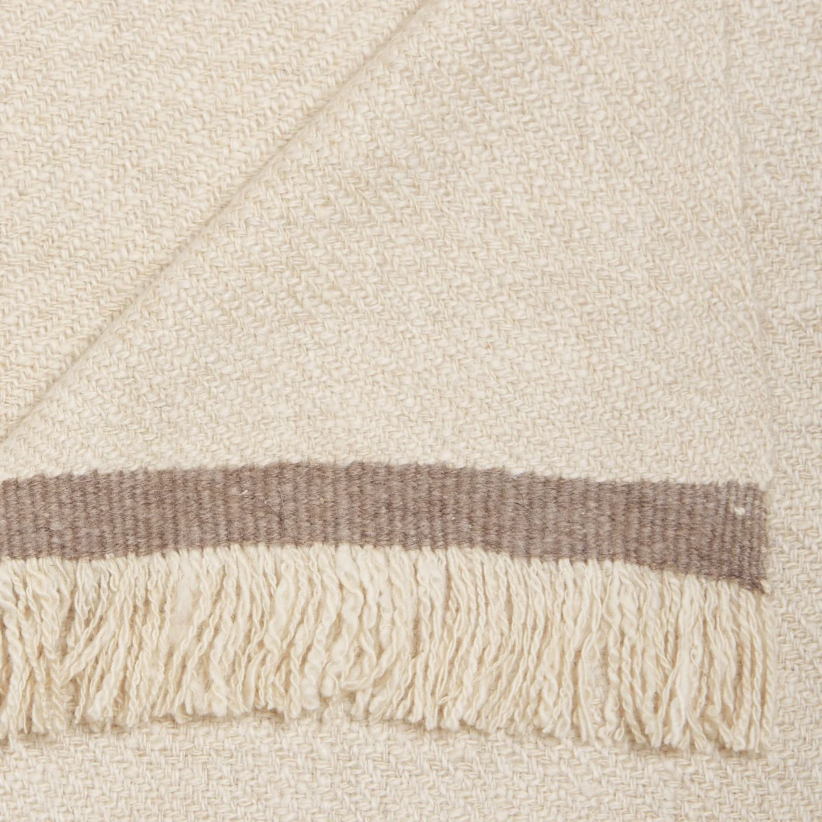 Large Heavy Twill Cashmere Throw In Cream - Image 2