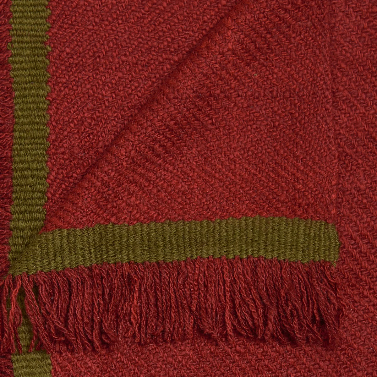 Large Heavy Twill Cashmere Throw In Red - Image 2