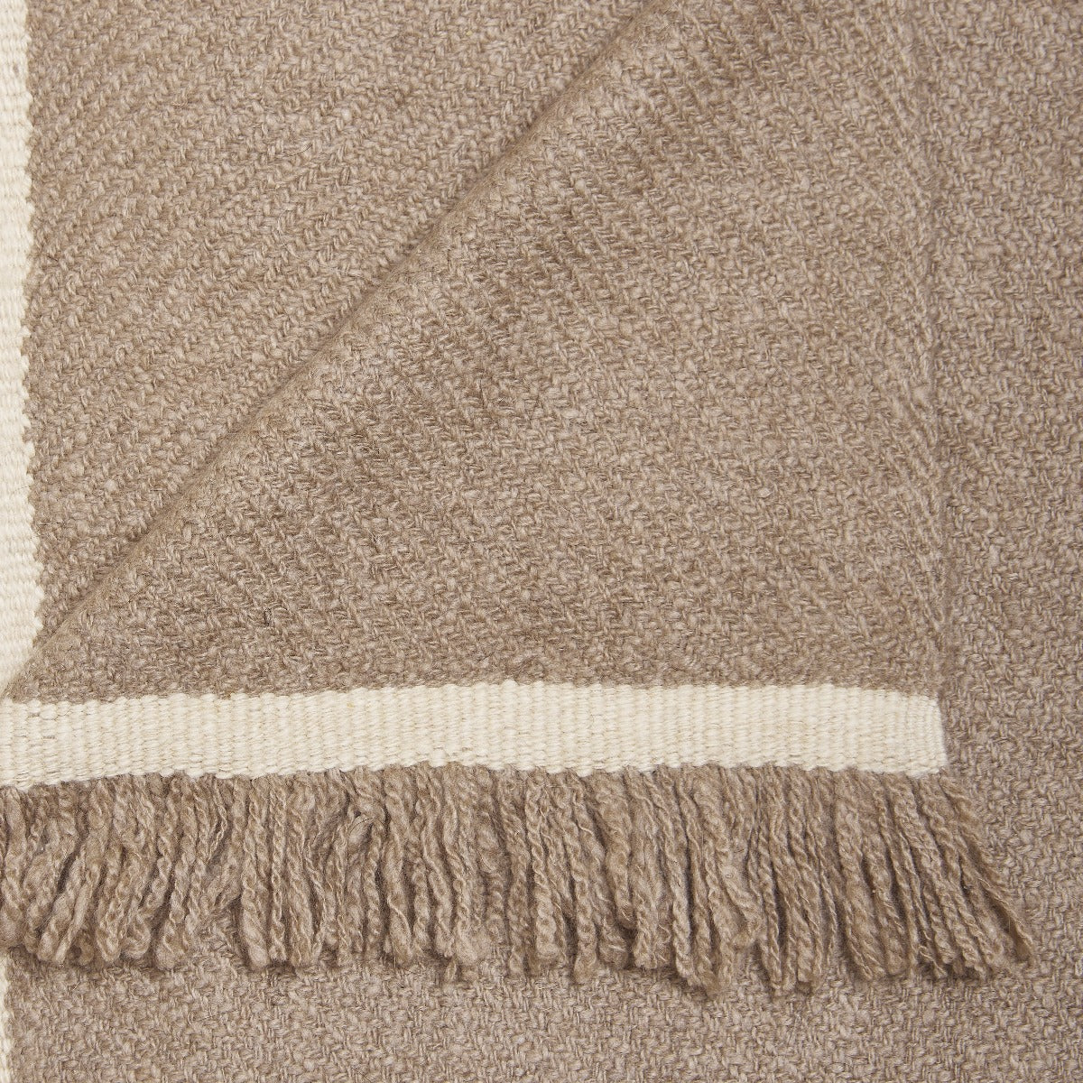 Large Heavy Twill Cashmere Throw In Taupe - Image 2
