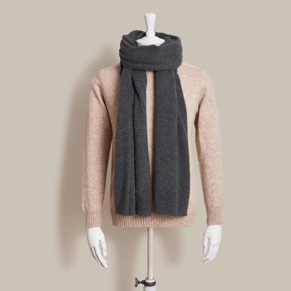 Large Knitted Cashmere Scarf In Dark Grey - Image 2