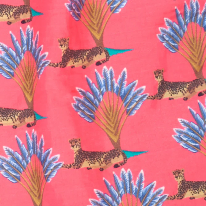 Leopard Print Swimming Trunks In Coral - Image 3