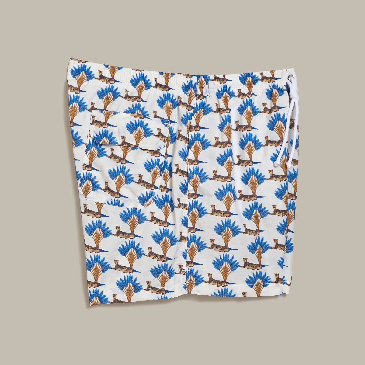 Leopard Print Swimming Trunks In White - Image 2
