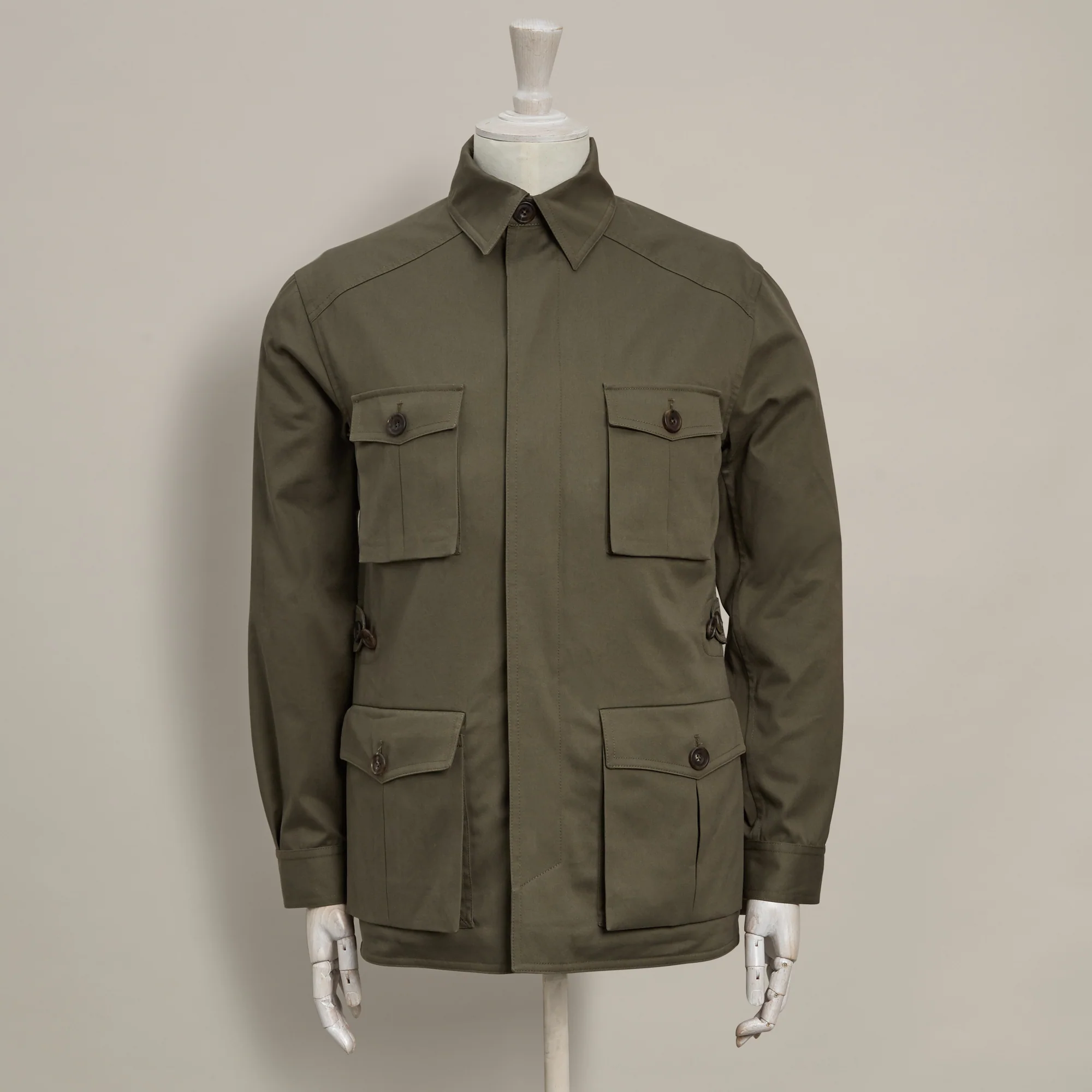 Six Pocket Lightweight Cotton Travel Jacket In Lovat