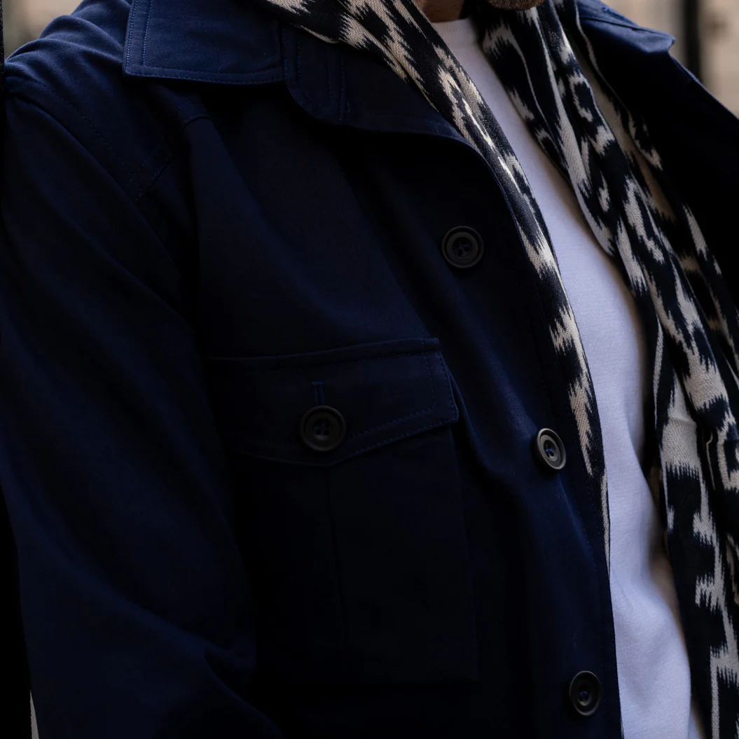 Six Pocket Lightweight Cotton Travel Jacket In Navy - Image 2