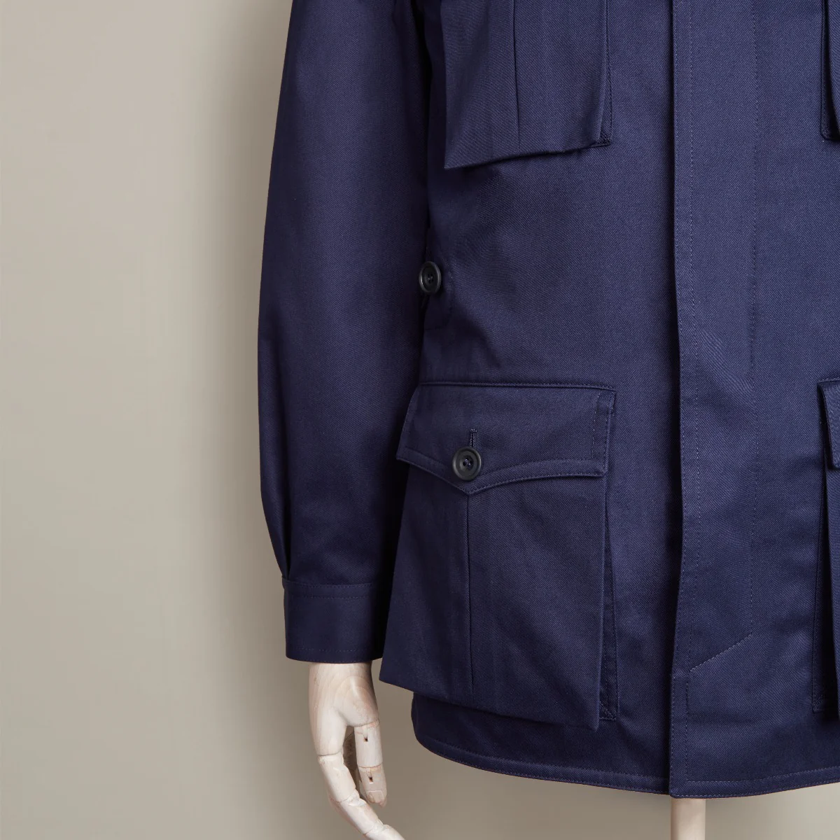 Six Pocket Lightweight Cotton Travel Jacket In Navy - Image 6
