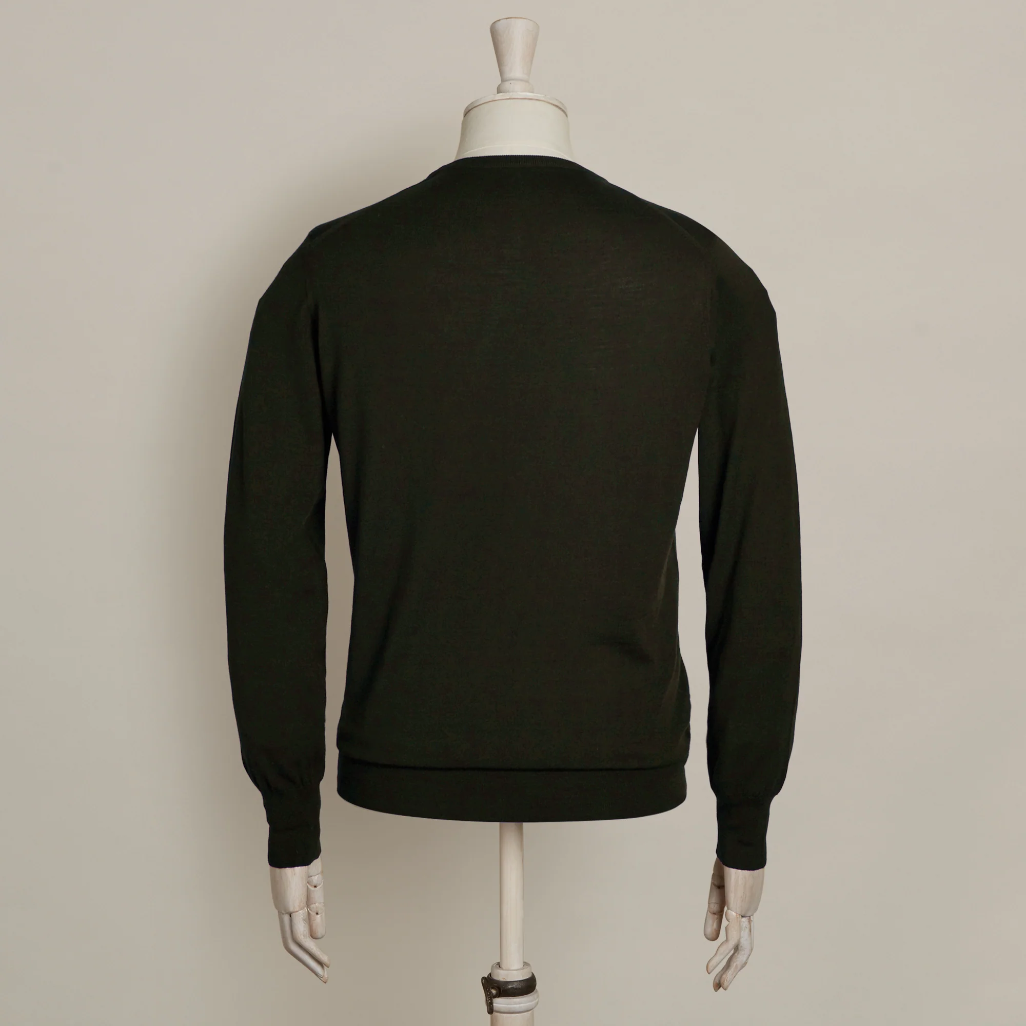 Lightweight Merino Crew Neck Sweater in Dark Green - Image 3