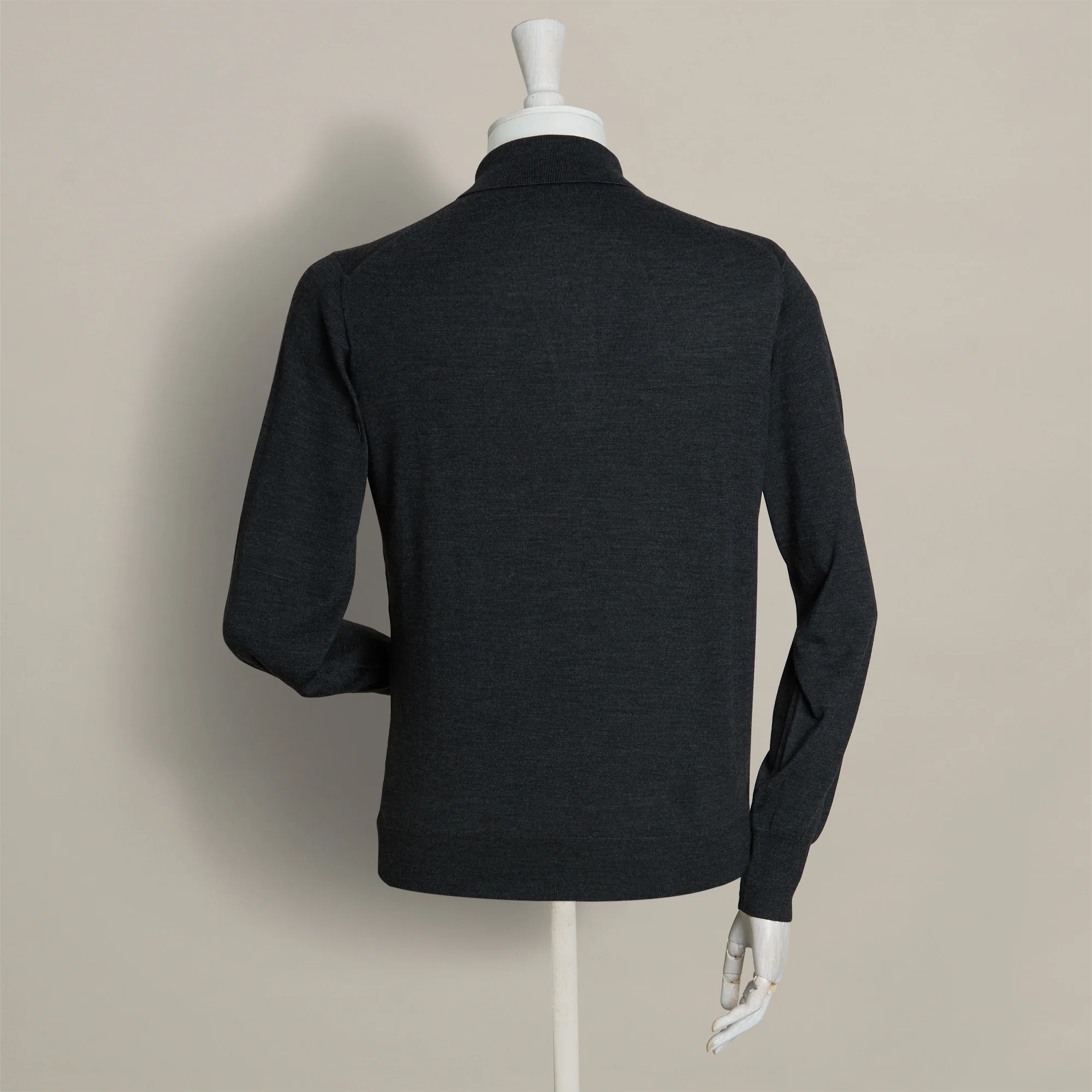 Lightweight Merino Polo Shirt In Charcoal - Image 3
