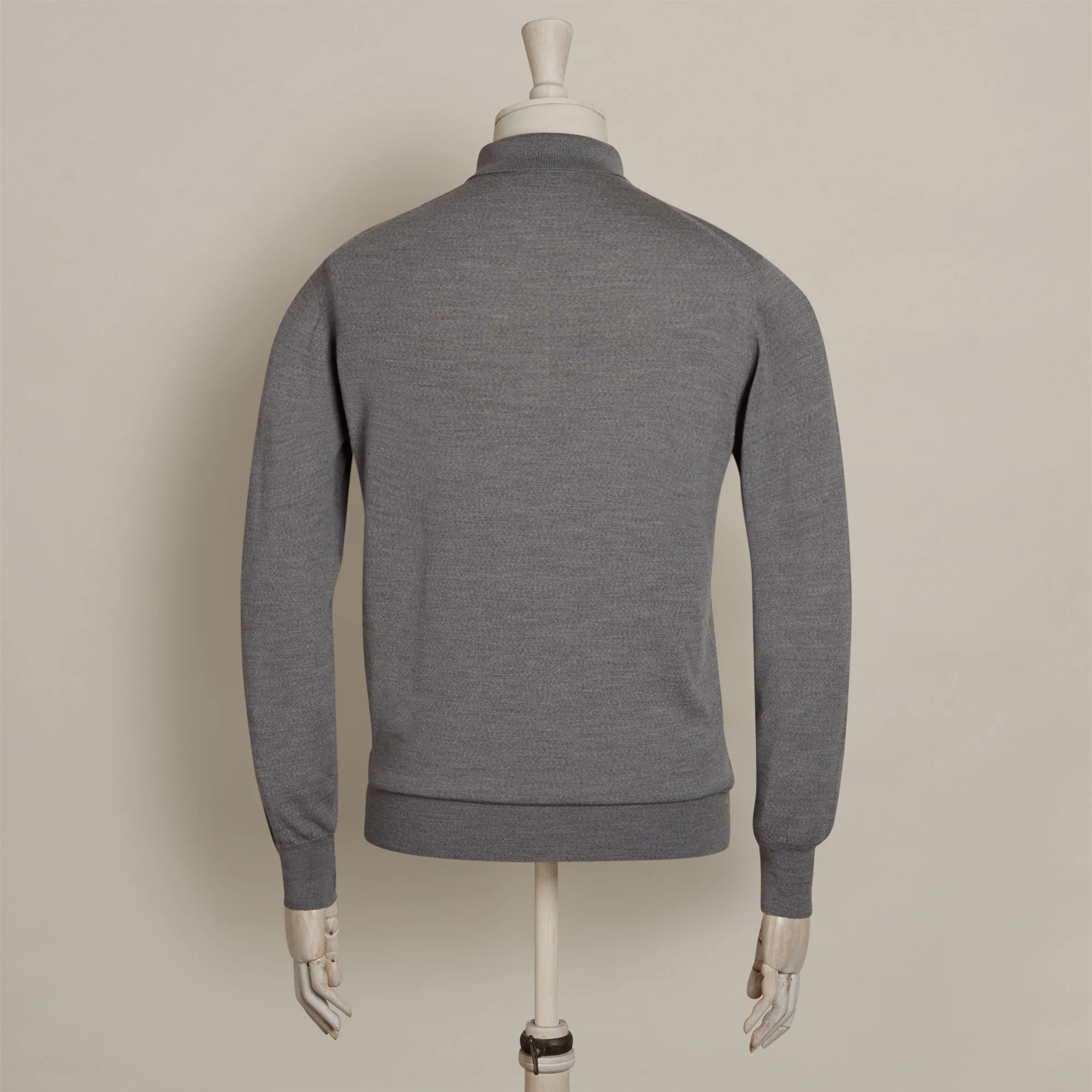 Lightweight Merino Polo Shirt In Grey - Image 3