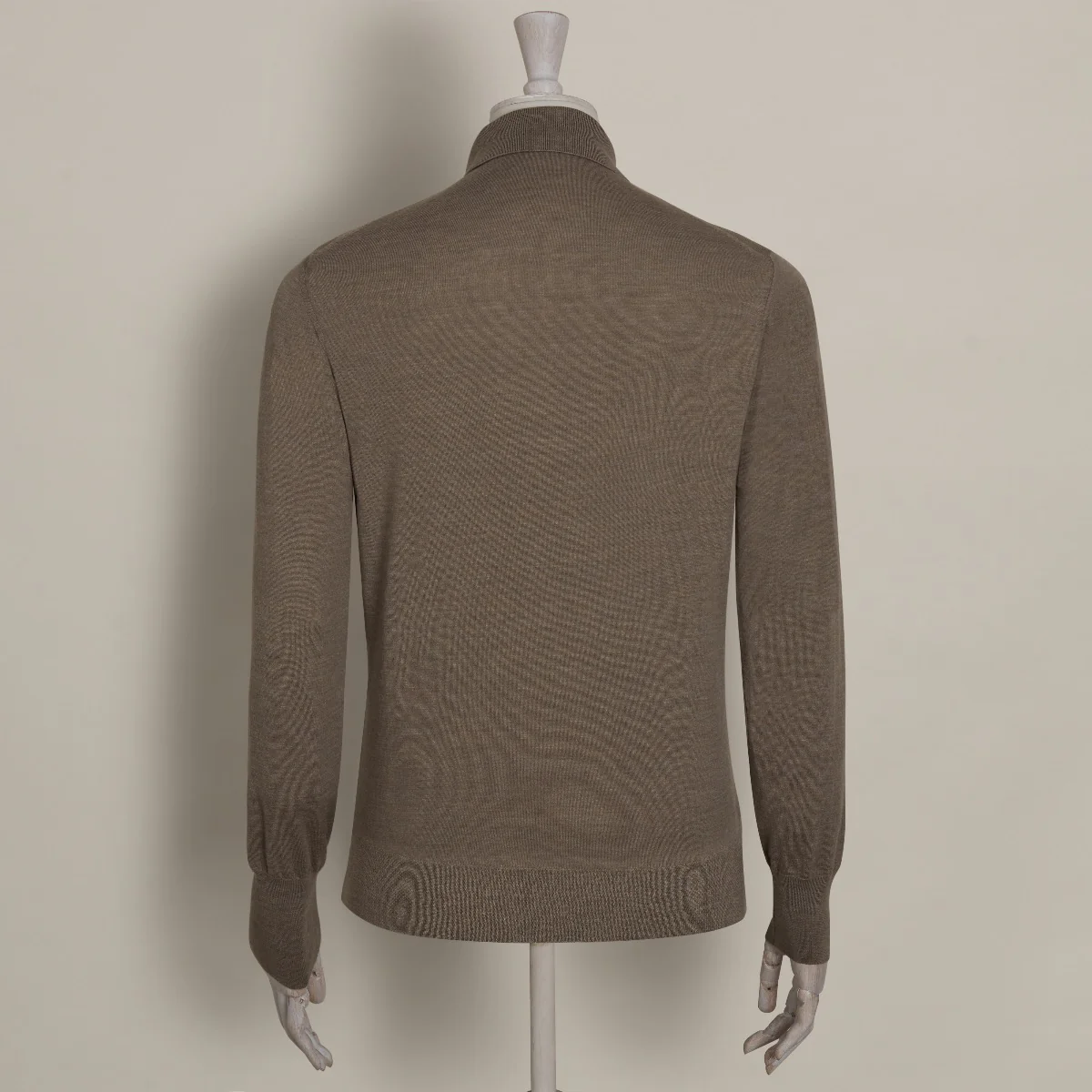 Lightweight Merino Polo Shirt In Taupe - Image 3