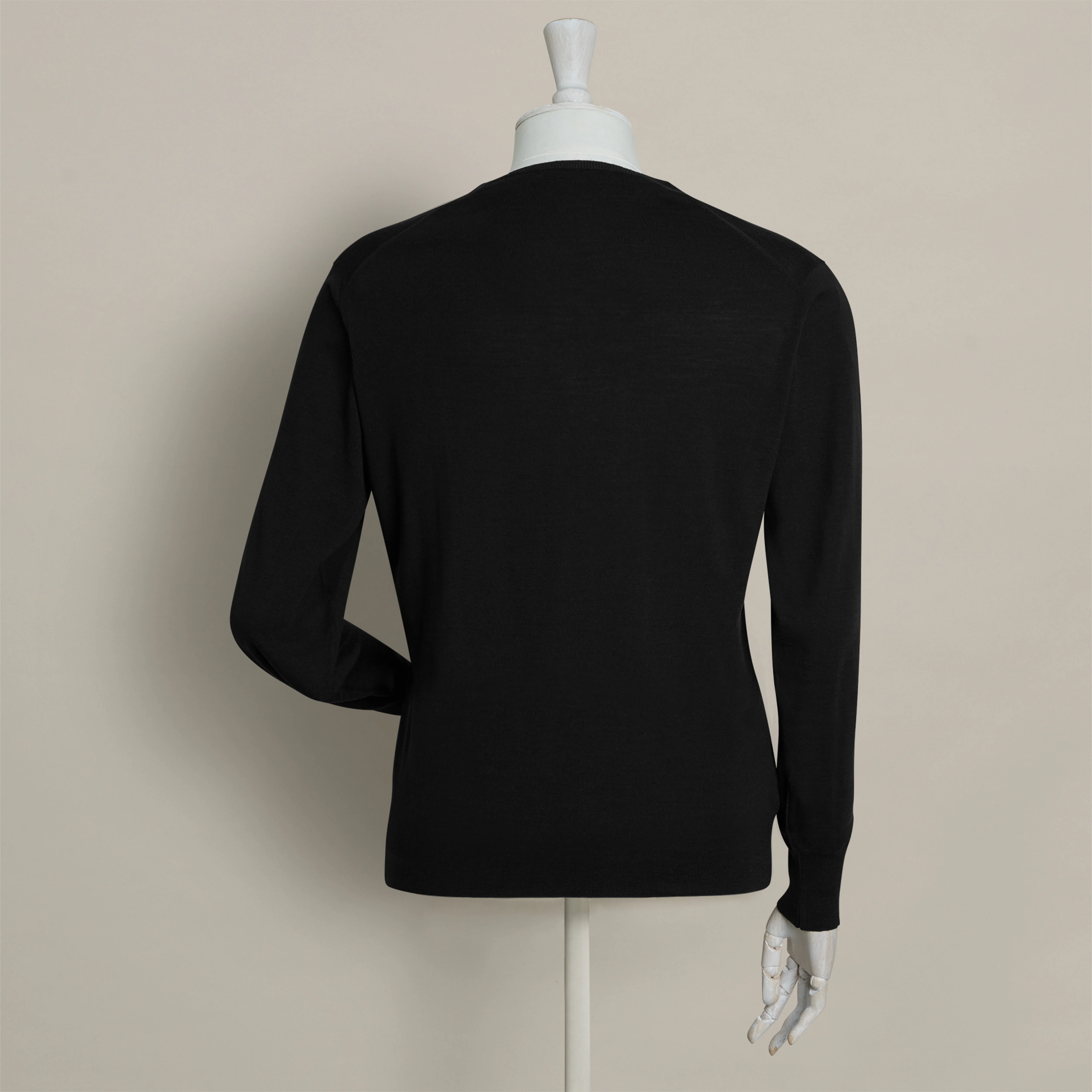 Lightweight Merino V-Neck Sweater In Black - Image 3