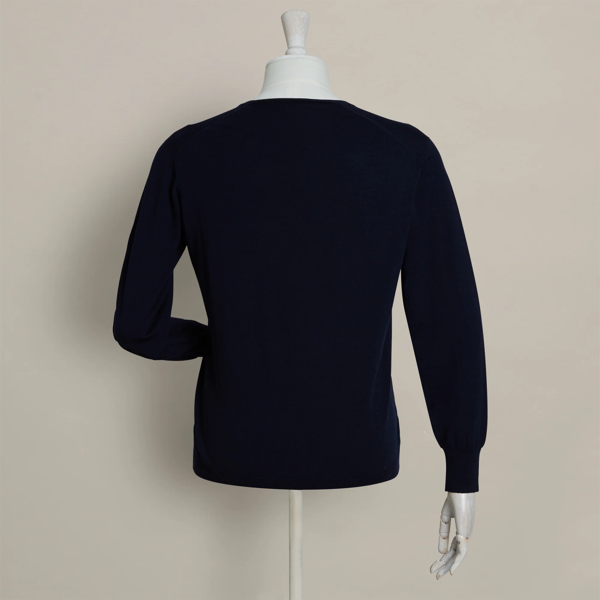 Lightweight Merino V-Neck Sweater In Navy - Image 3