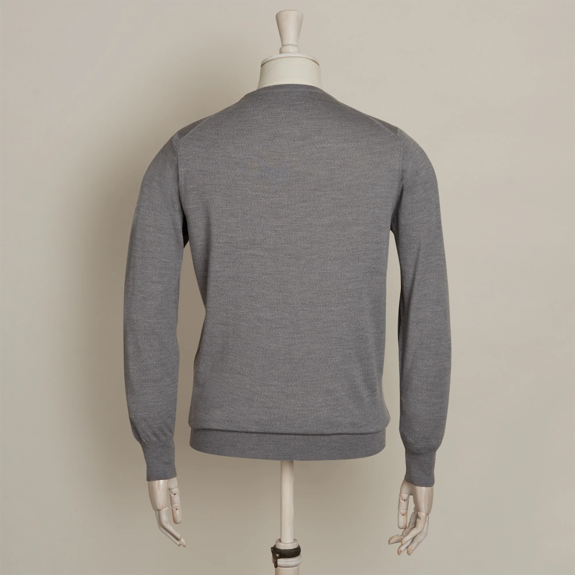 Lightweight Merino Crew Neck Sweater In Grey - Image 2