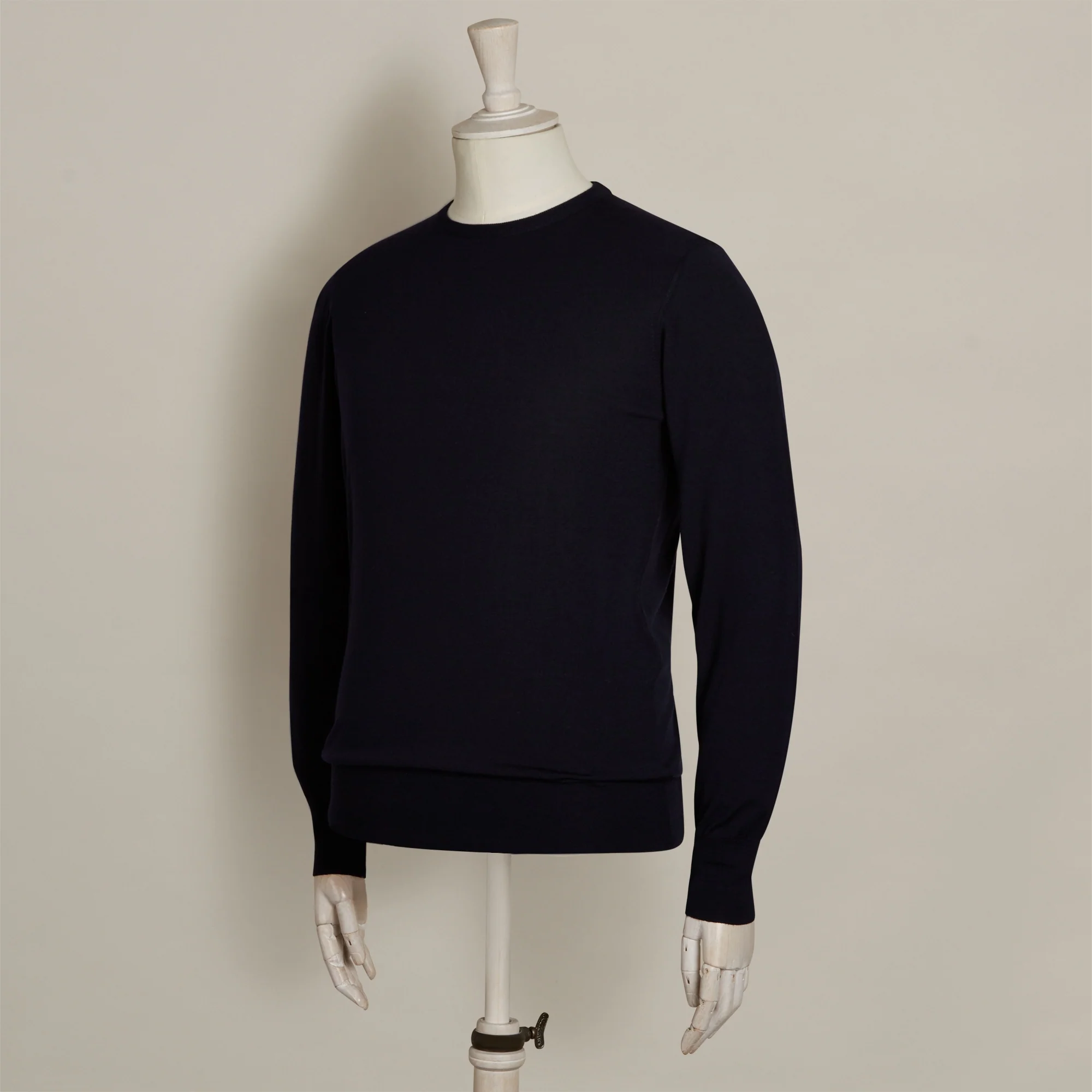 Lightweight Merino Crew Neck Sweater In Navy - Image 2