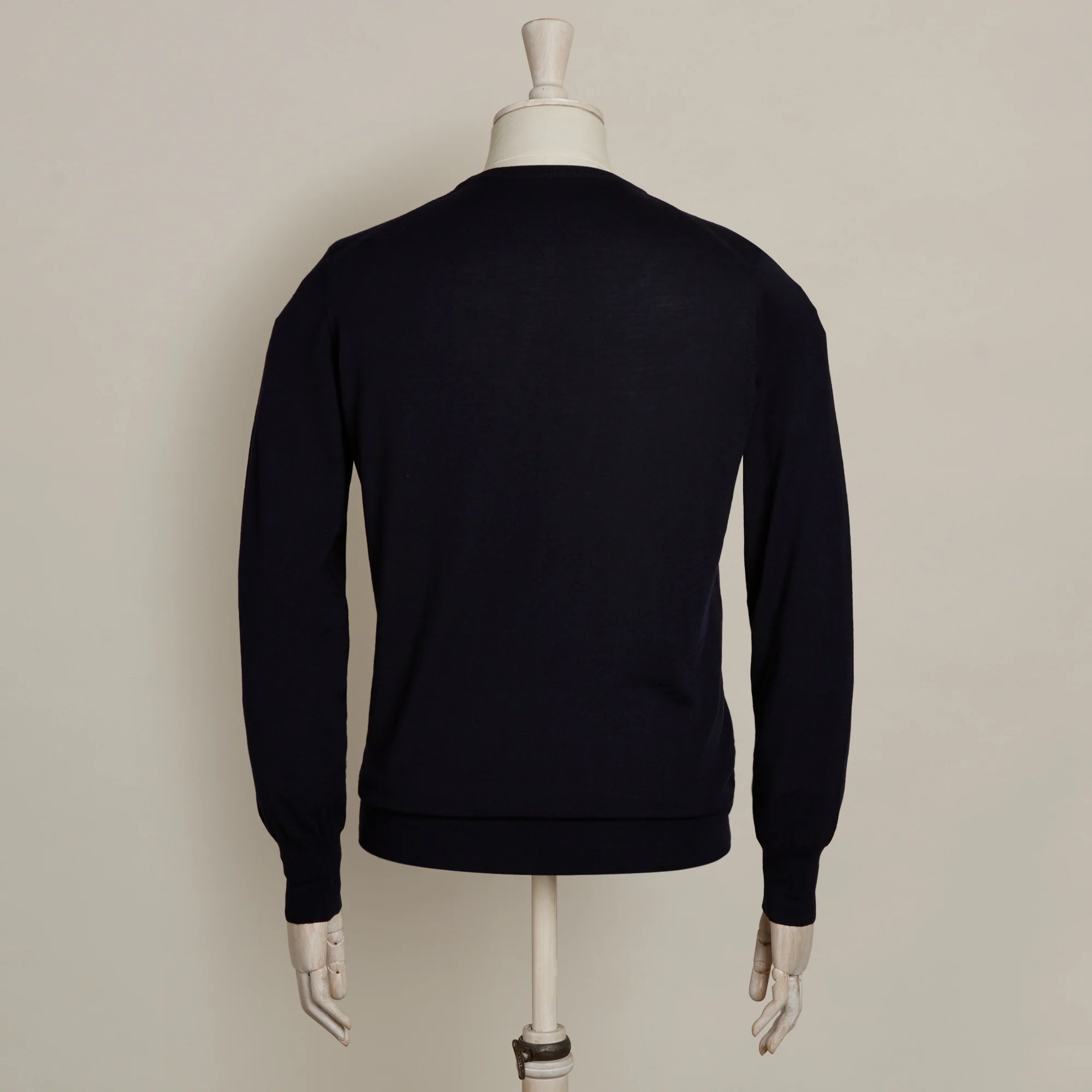 Lightweight Merino Crew Neck Sweater In Navy - Image 3