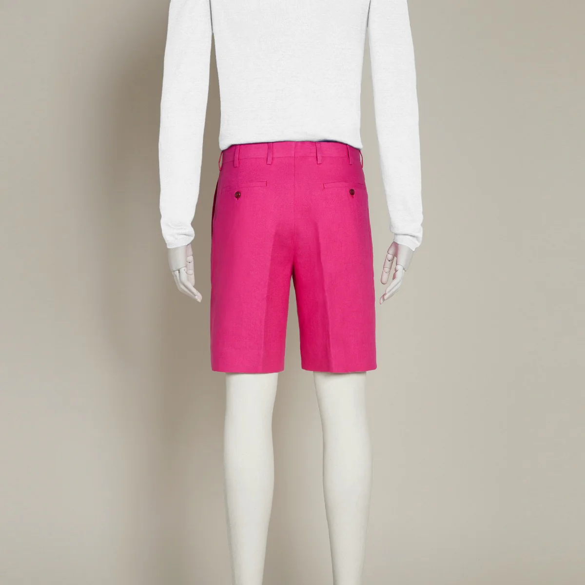 Tailored Linen Beach Shorts In Fuchsia - Image 2