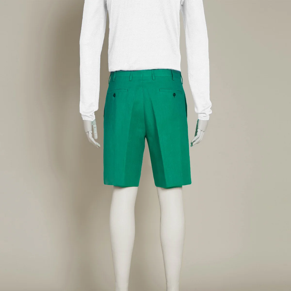 Tailored Linen Beach Shorts In Emerald - Image 2