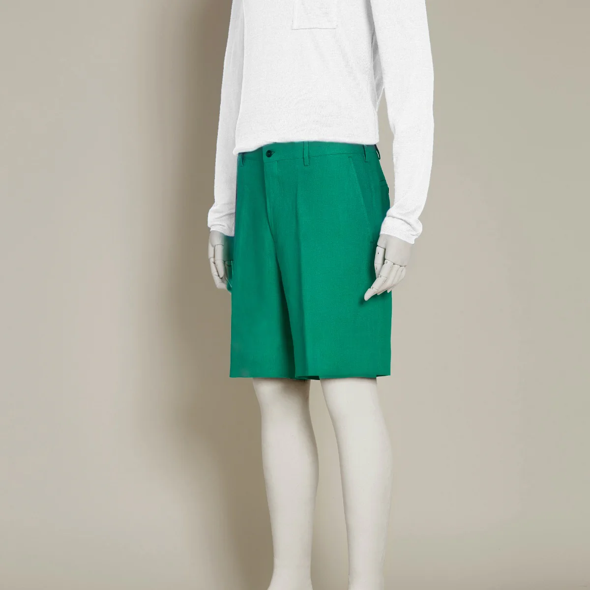 Tailored Linen Beach Shorts In Emerald - Image 3