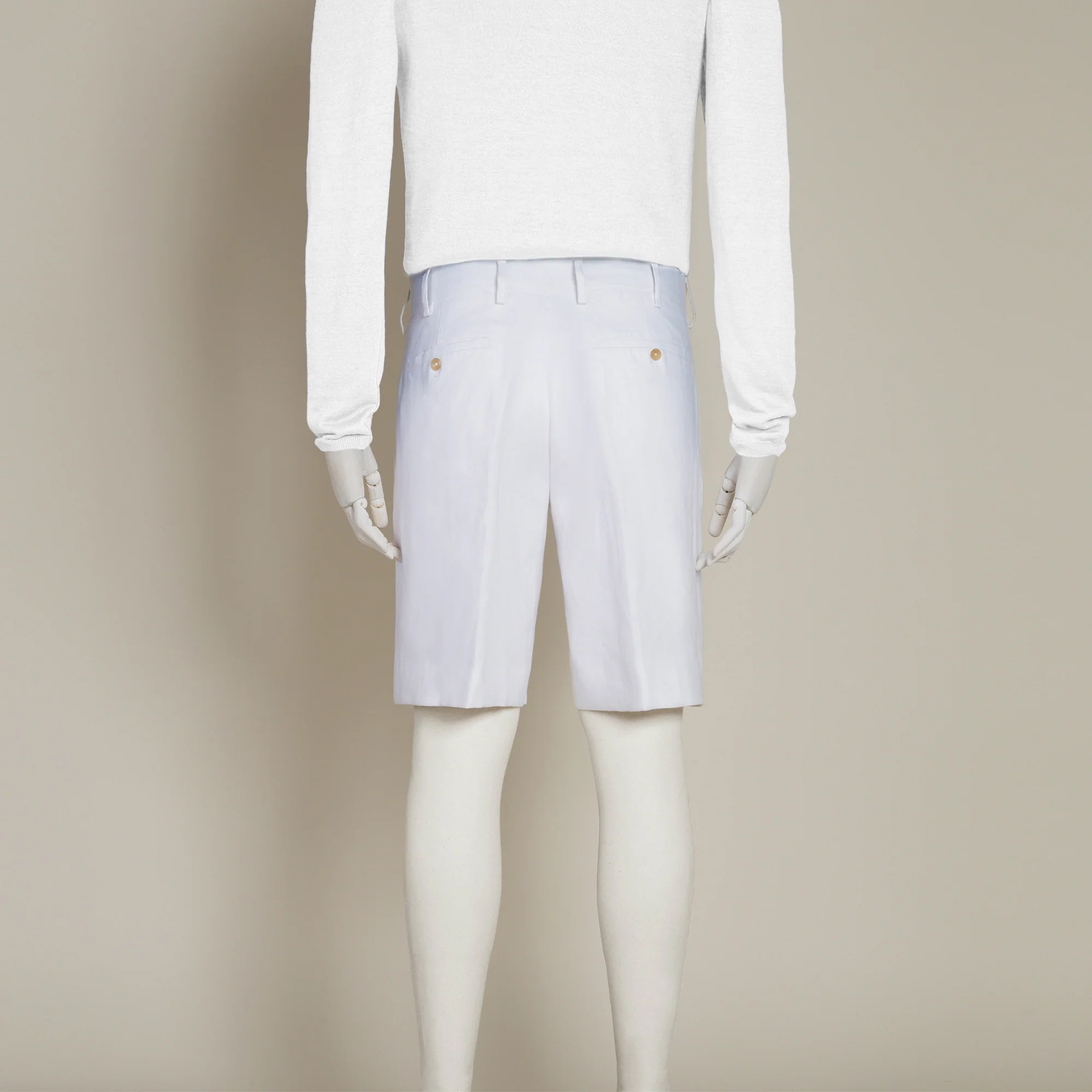 Tailored Linen Beach Shorts in White - Image 3