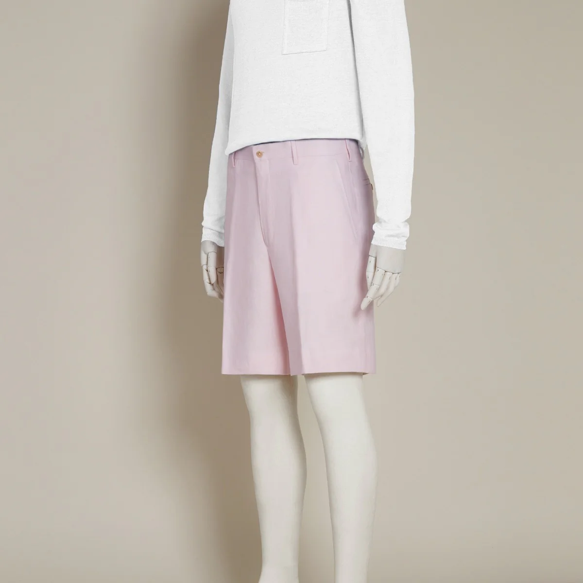 Tailored Linen Beach Shorts In Light Pink - Image 2
