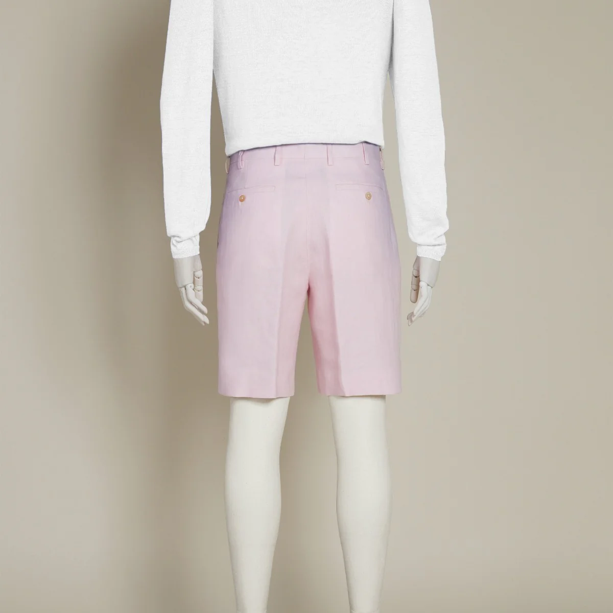 Tailored Linen Beach Shorts In Light Pink - Image 3