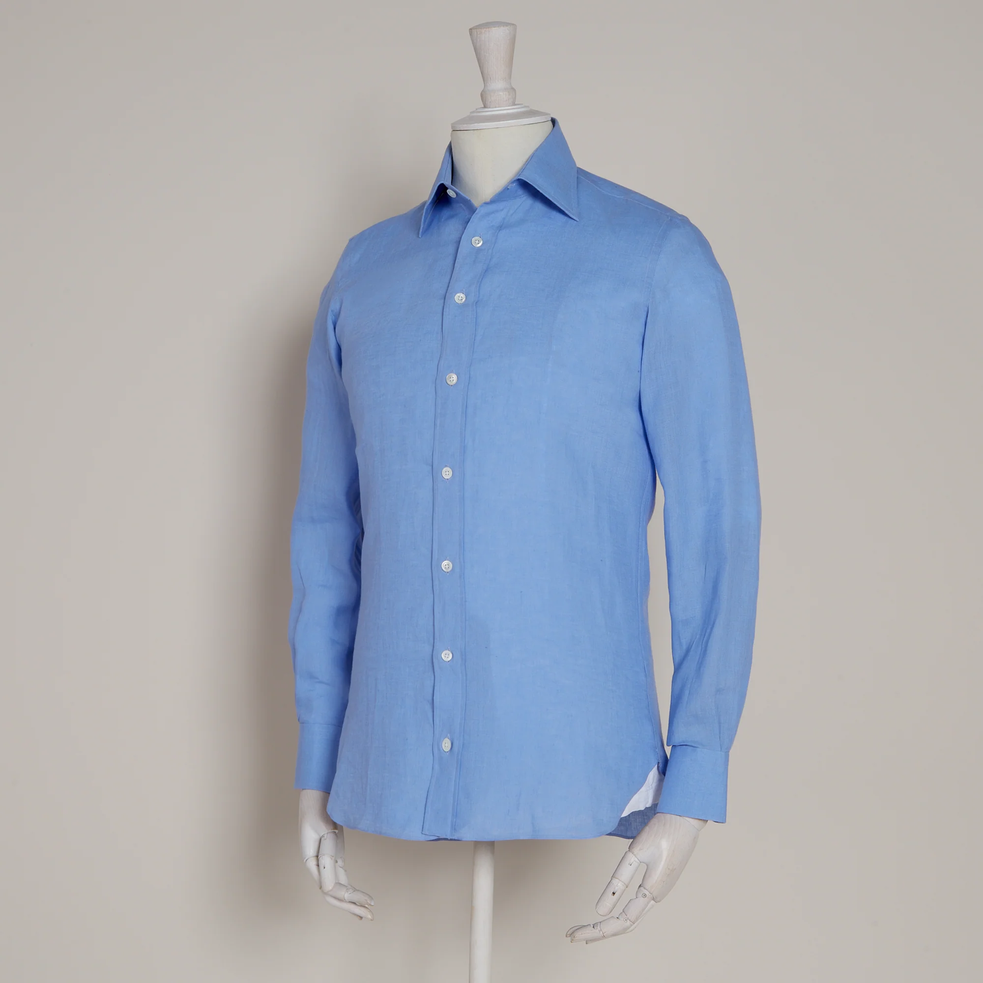 Linen Button Cuff Shirt in Lagoon - Image 2