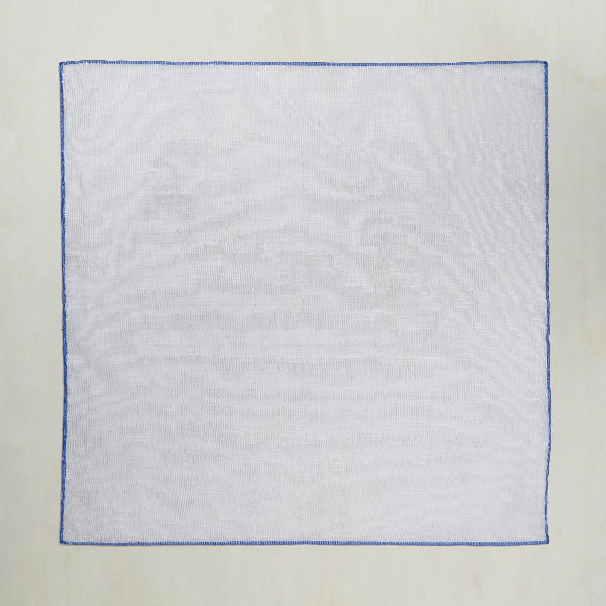 Linen And Cotton Pocket Square With Blue Edge