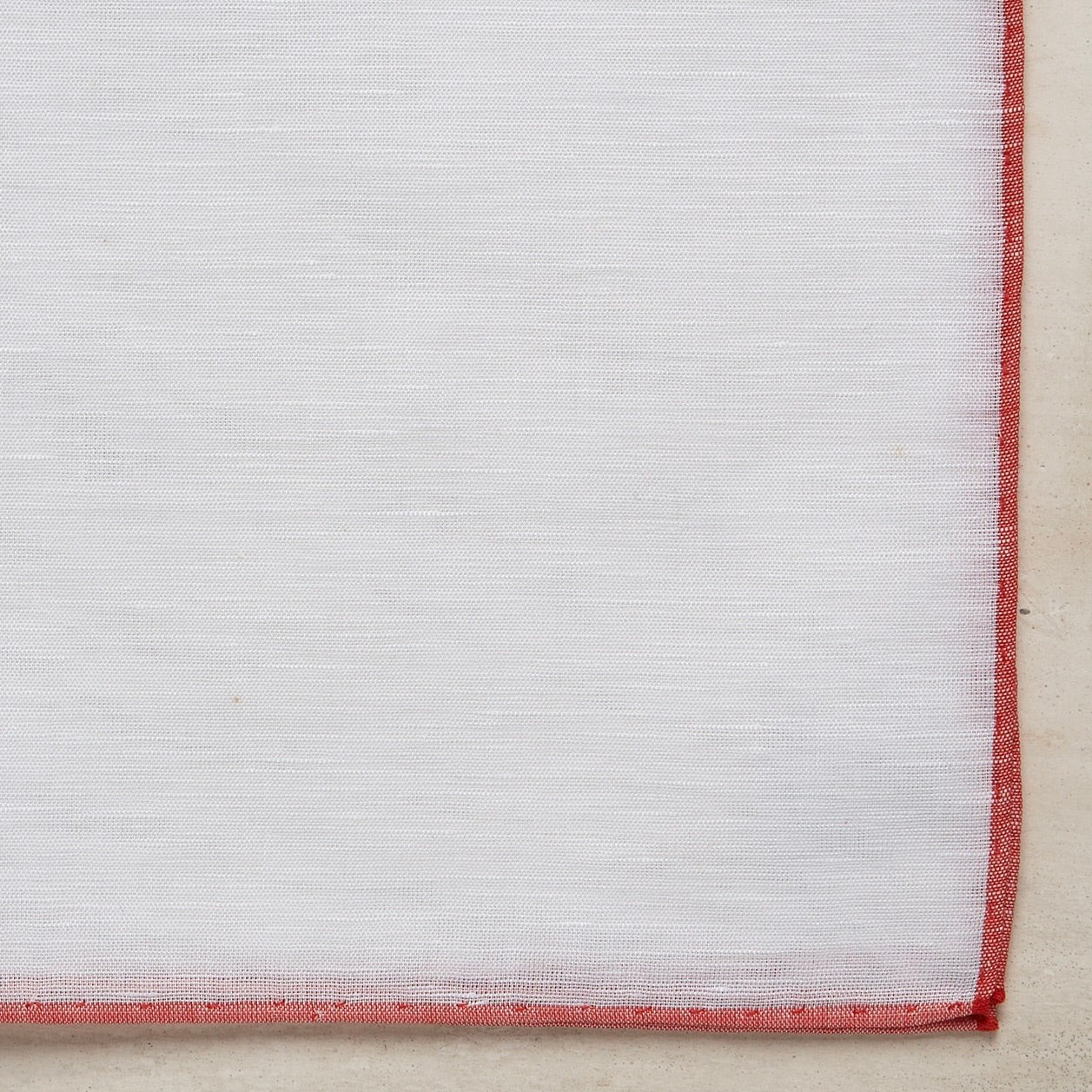 Linen And Cotton Pocket Square With Light Red Edge - Image 3
