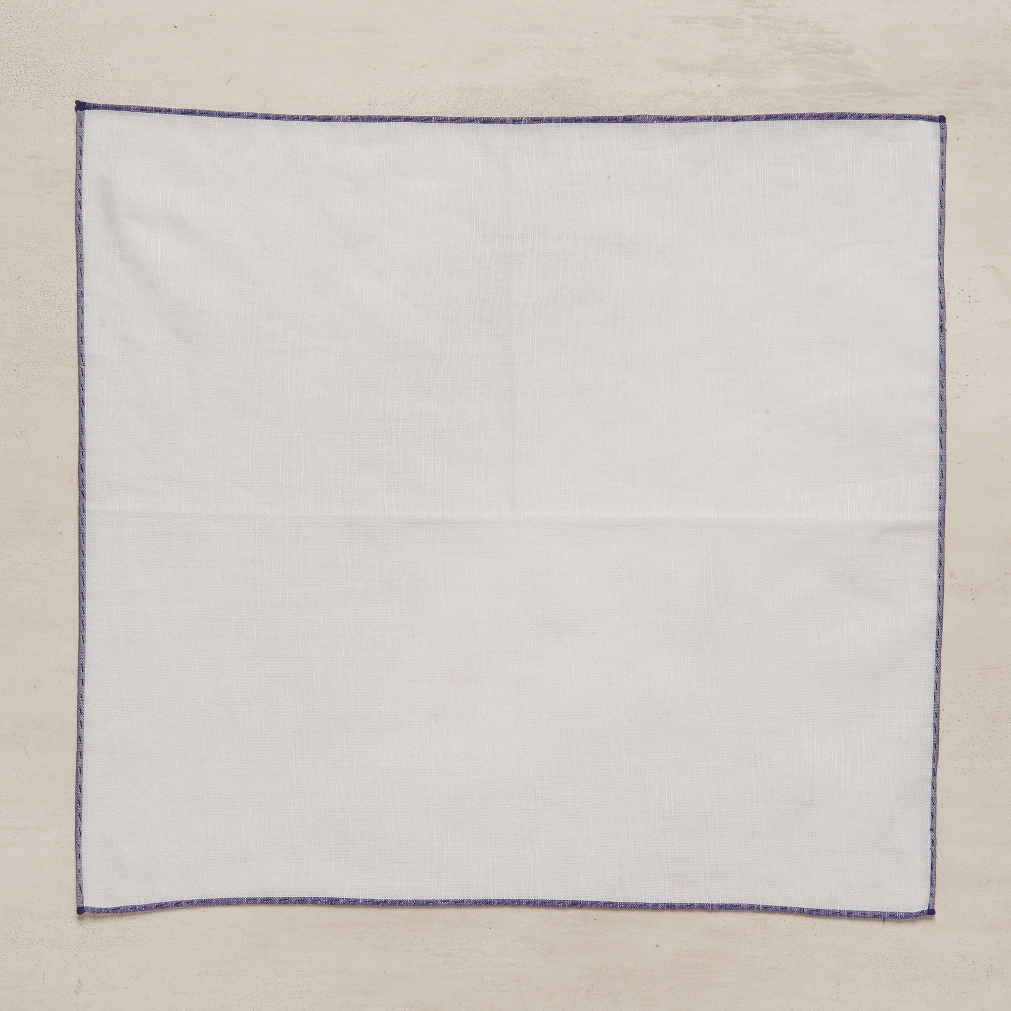 Linen And Cotton Pocket Square With Navy Edge