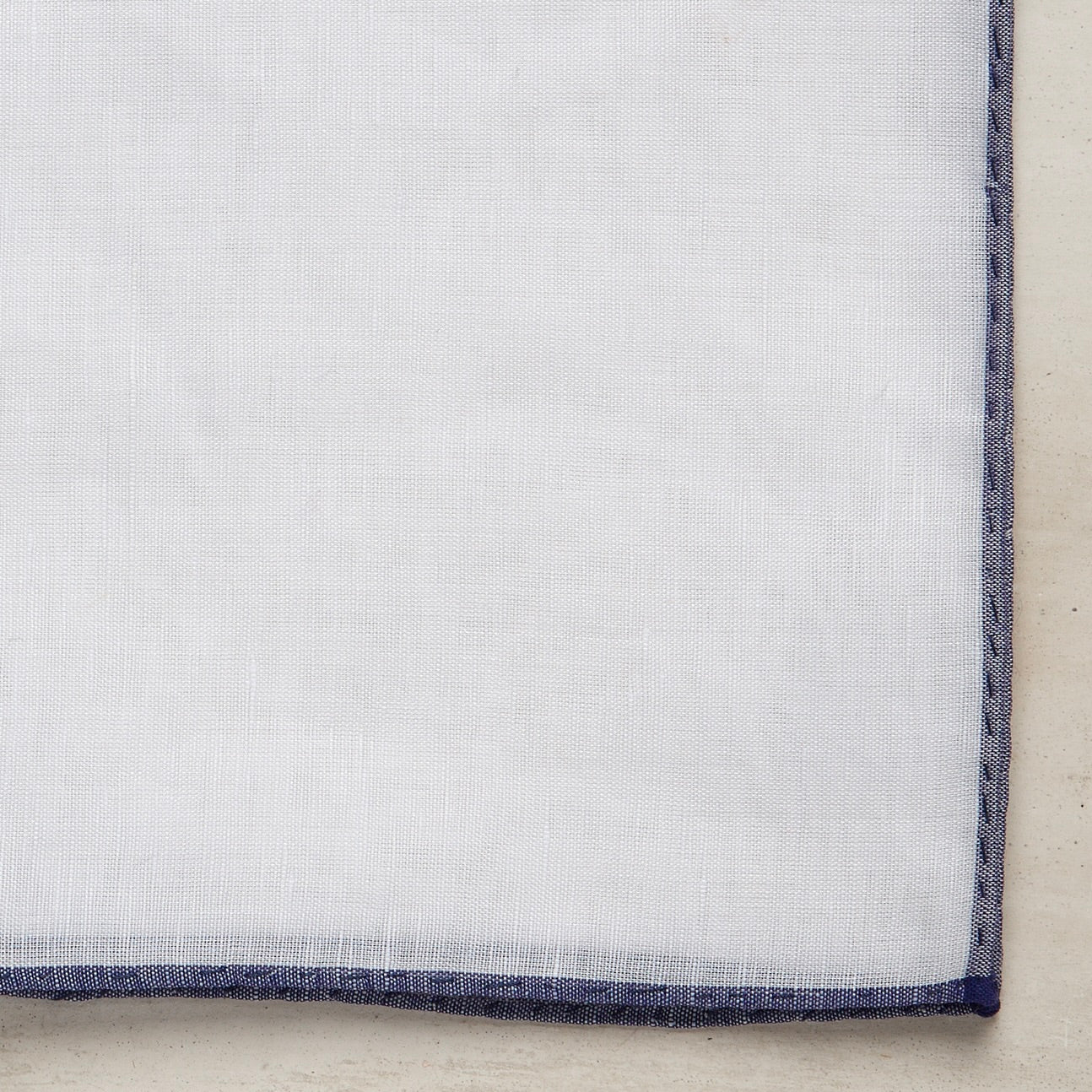 Linen And Cotton Pocket Square With Navy Edge - Image 2